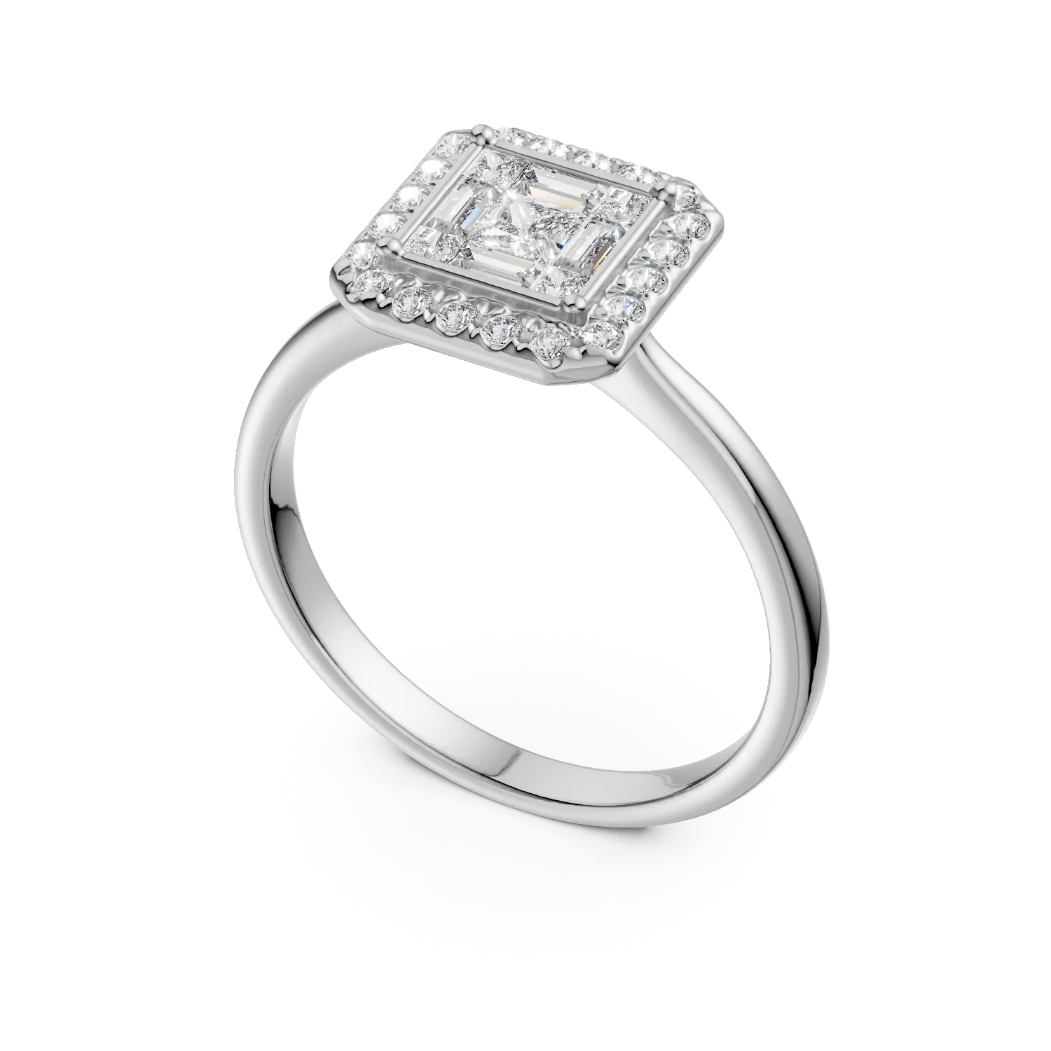 Inel de logodna din aur alb de 18K cu diamante de 0.48ct