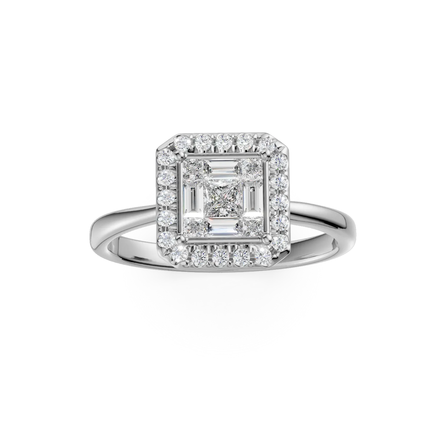 Inel de logodna din aur alb de 18K cu diamante de 0.48ct