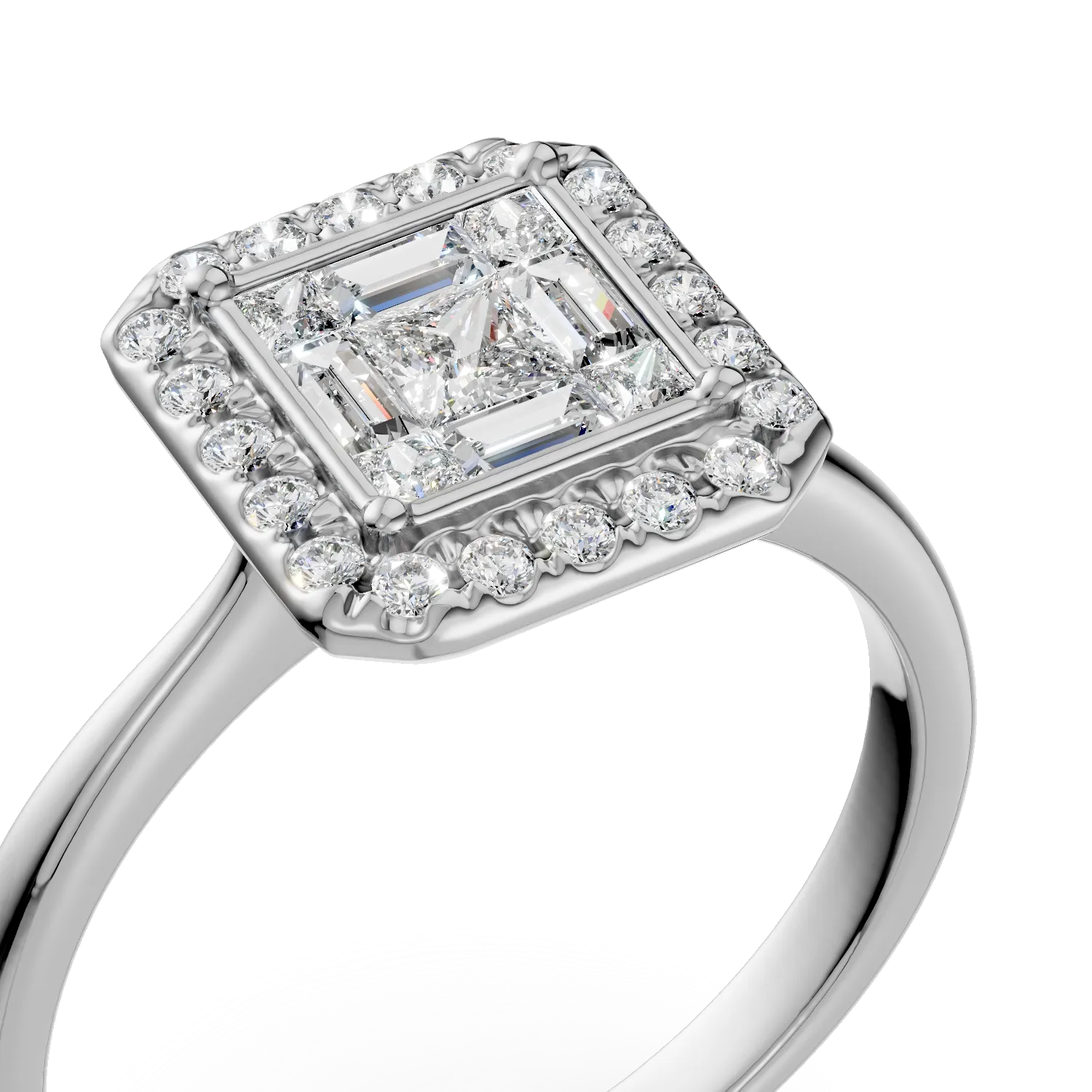 Inel de logodna din aur alb de 18K cu diamante de 0.48ct