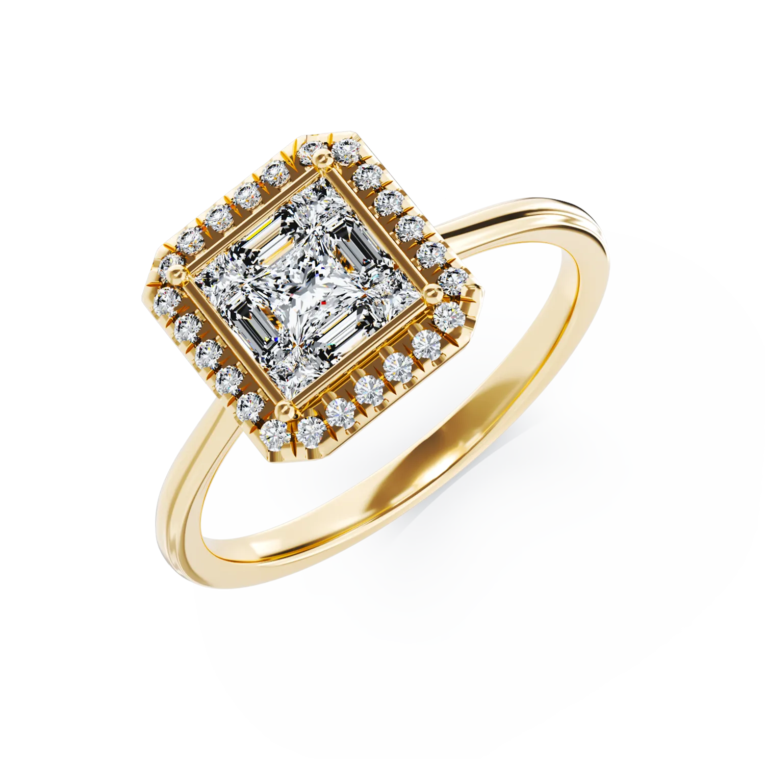 18K yellow gold earrings with diamonds of 0.34ct
