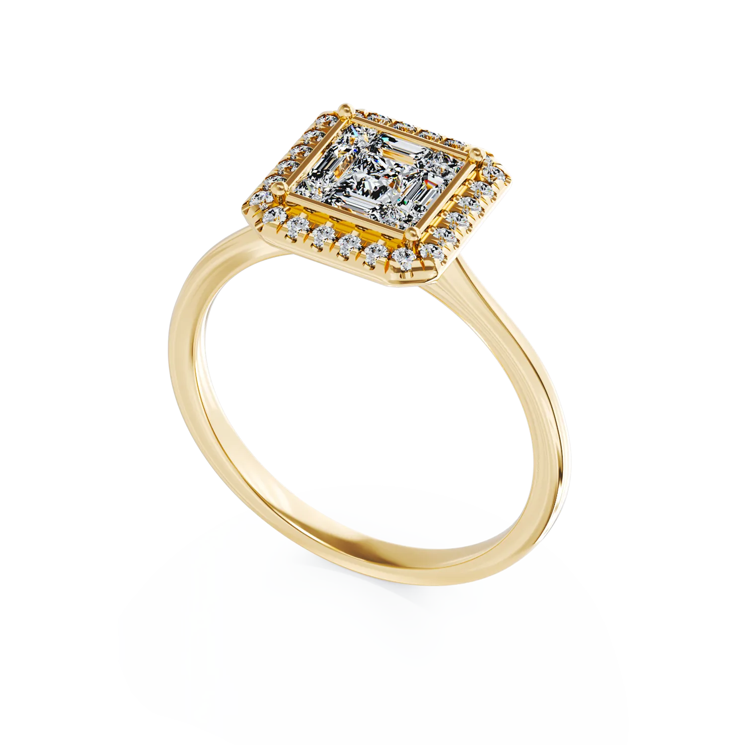 Pierścionek zaręczynowy z żółtego 18K złota z diamentami o masie 0.48ct