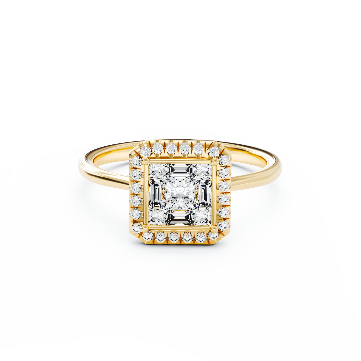 Eljegyzési gyűrű 18K-os sárga aranyból 0,48ct gyémánttal