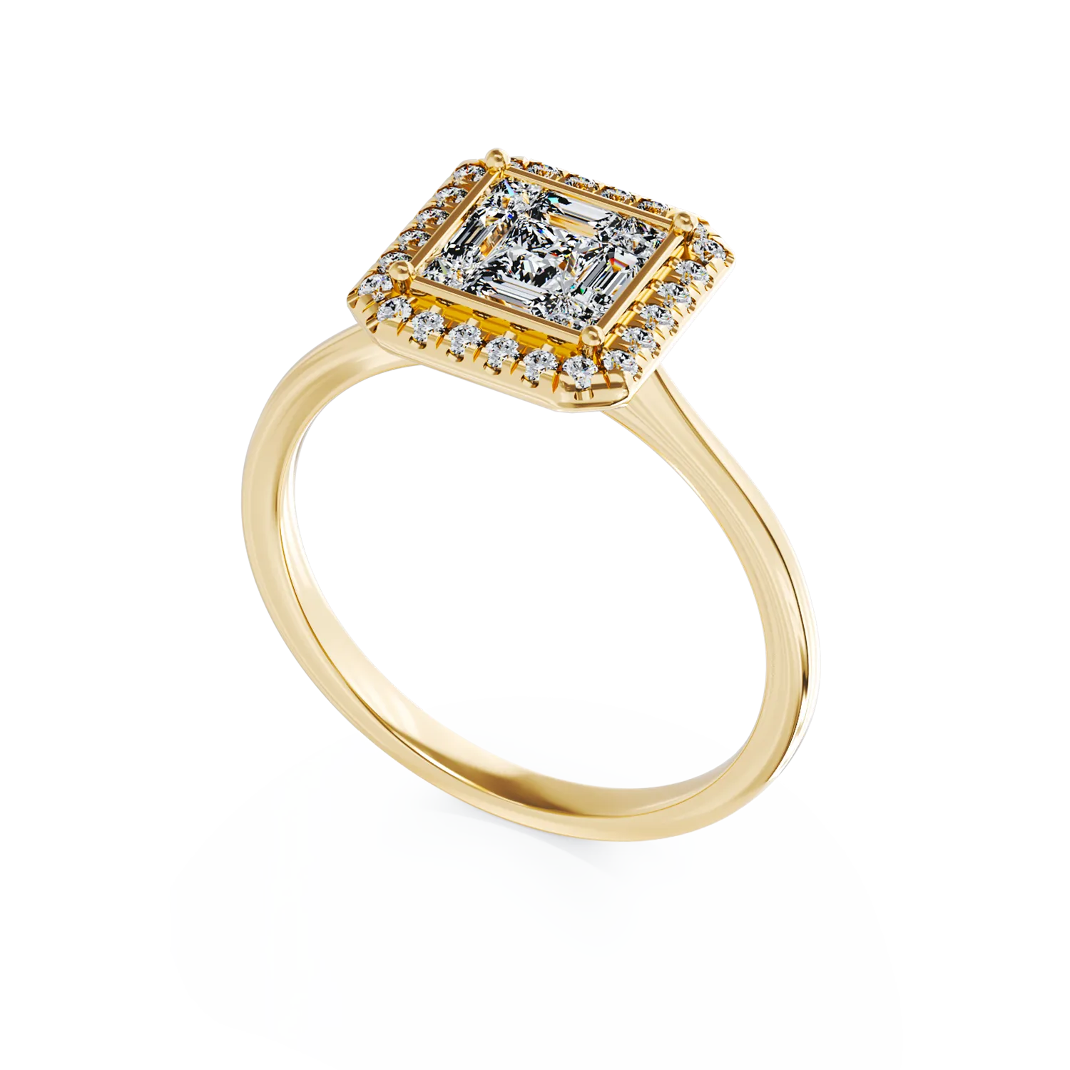 Inel de logodna din aur galben de 18K cu diamante de 0.48ct