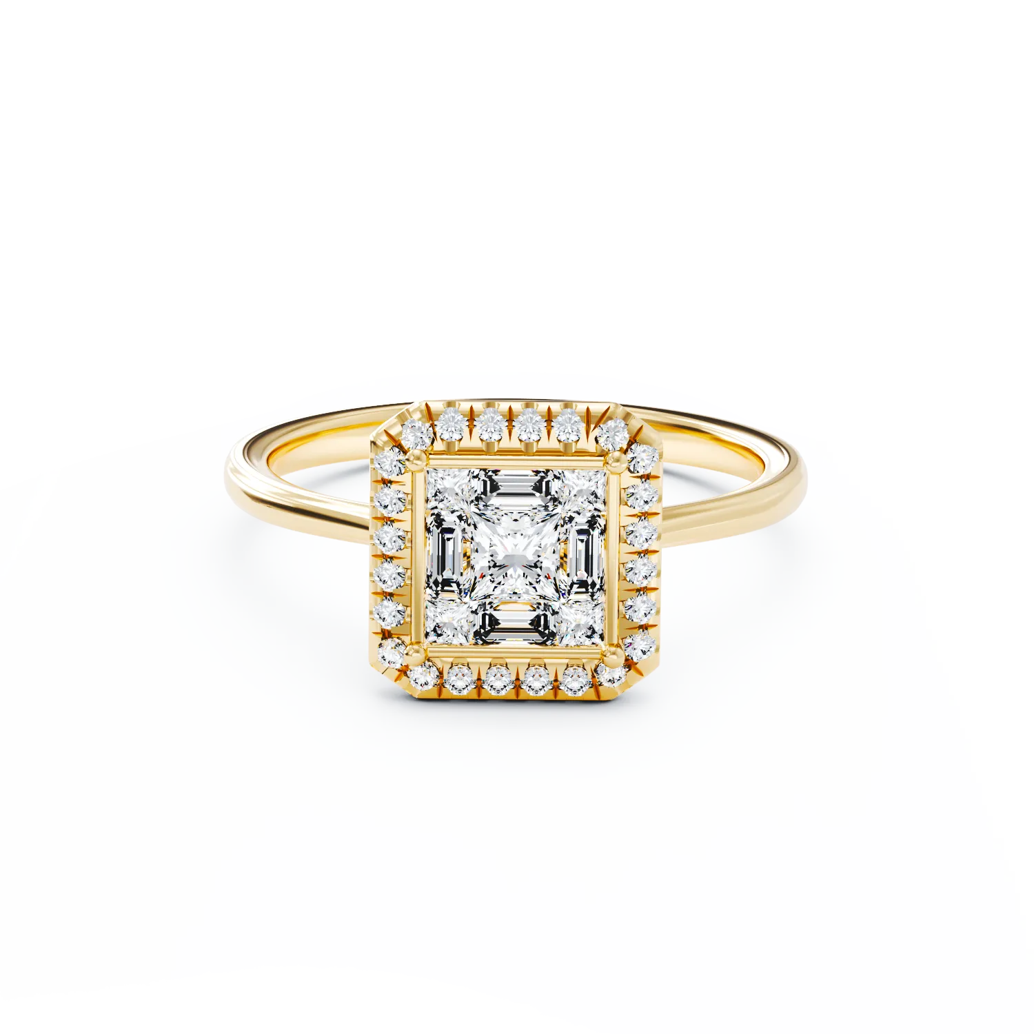 Inel de logodna din aur galben de 18K cu diamante de 0.48ct