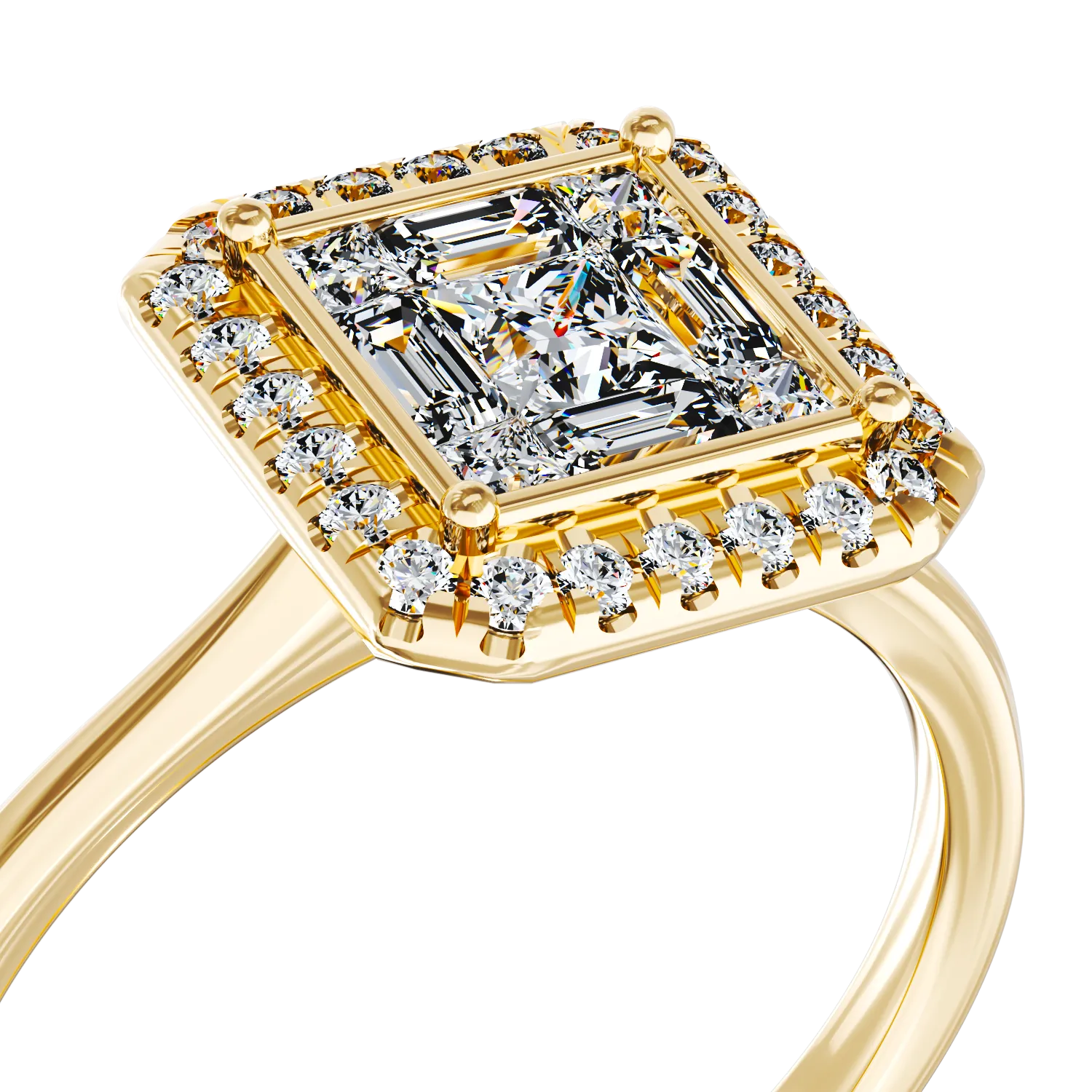 Inel de logodna din aur galben de 18K cu diamante de 0.48ct