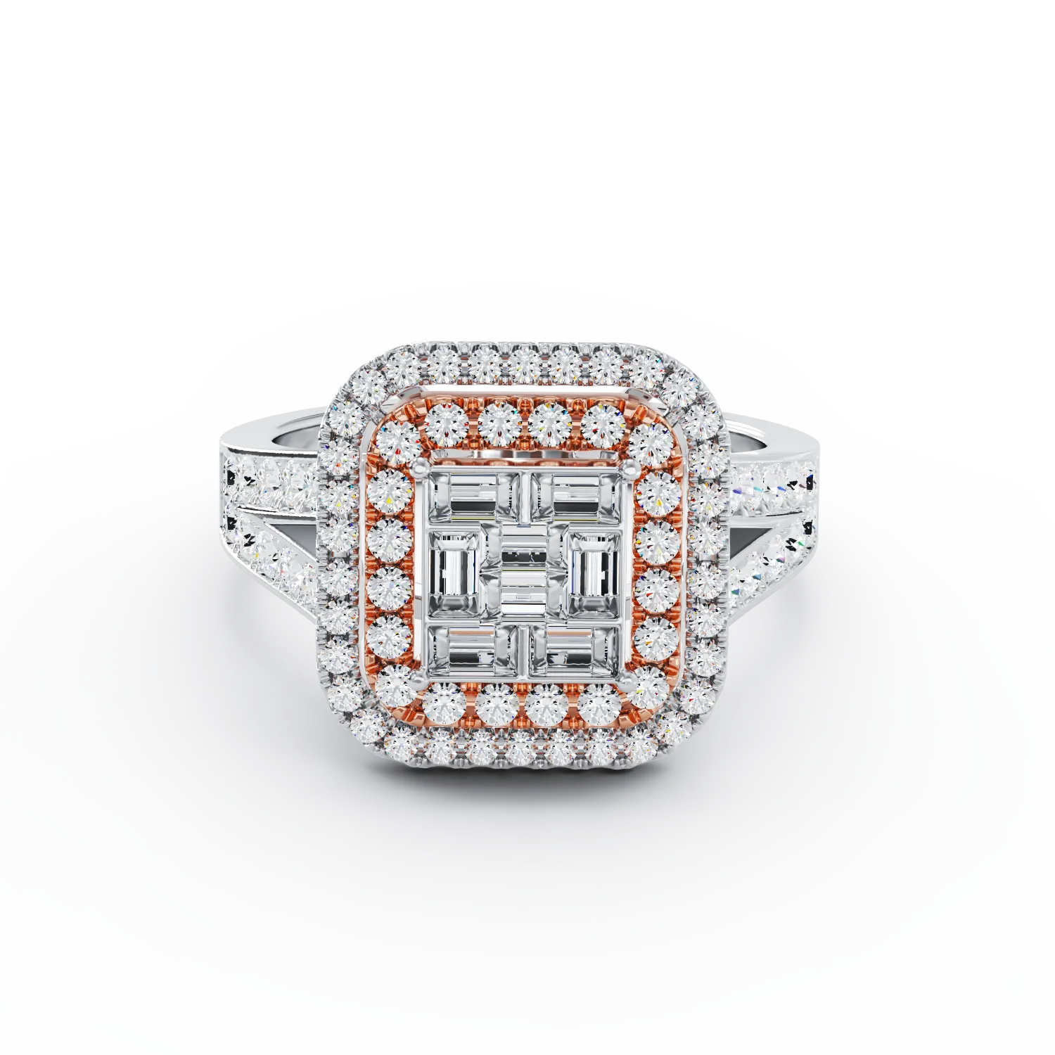 18K white-rose gold engagement ring with 0.83ct diamonds