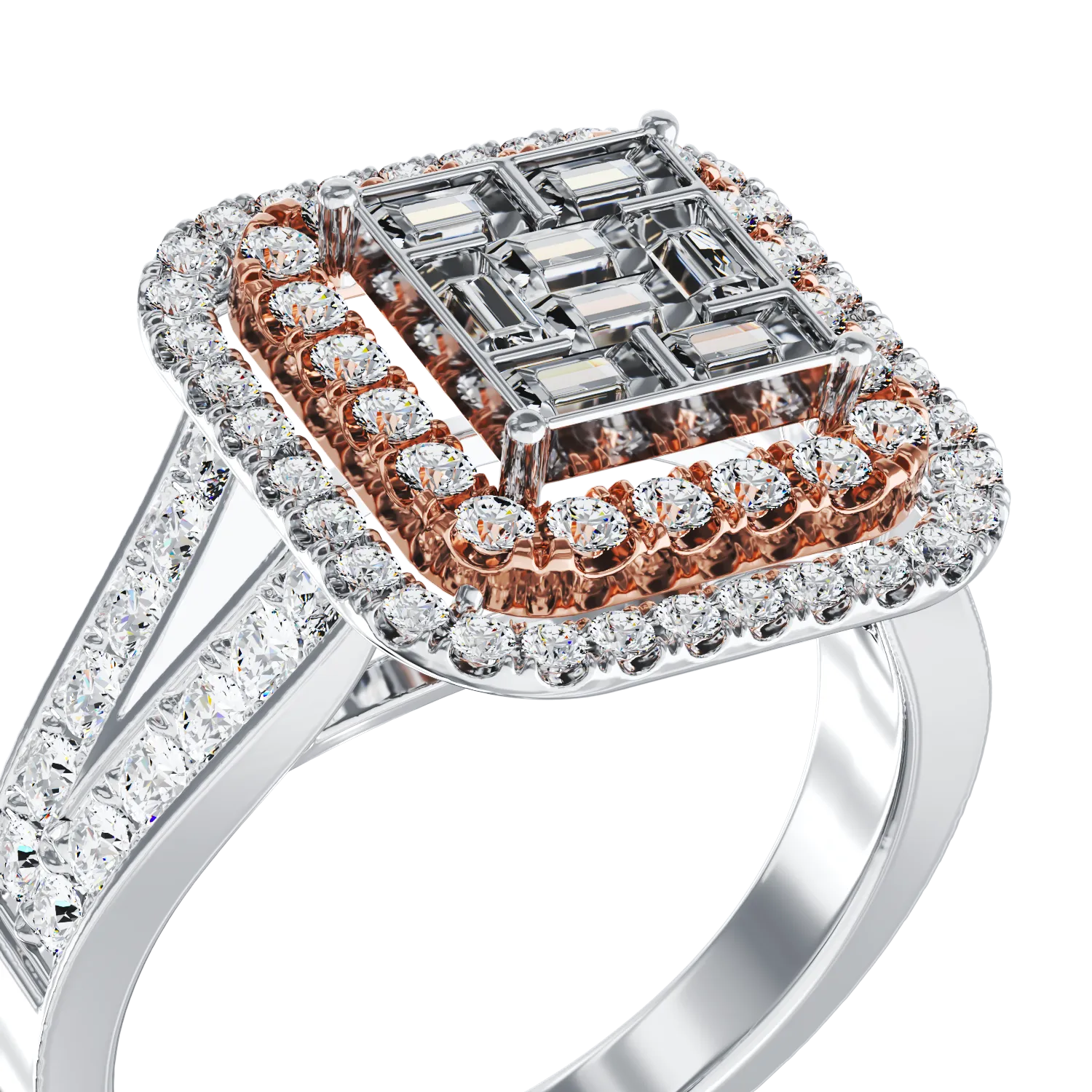 18K white-rose gold engagement ring with 0.83ct diamonds