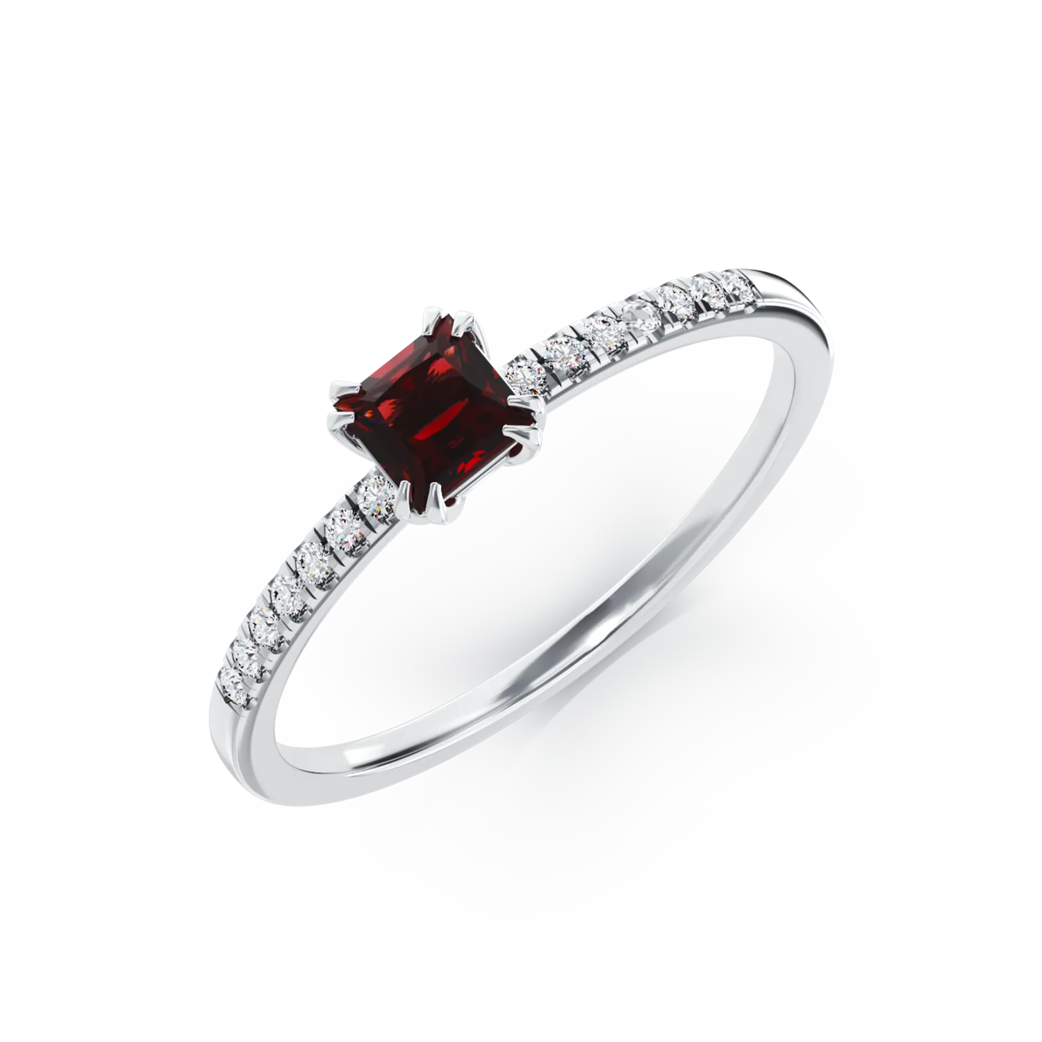 18K white gold engagement ring with 0.39ct multicolor tourmaline and 0.06ct diamonds