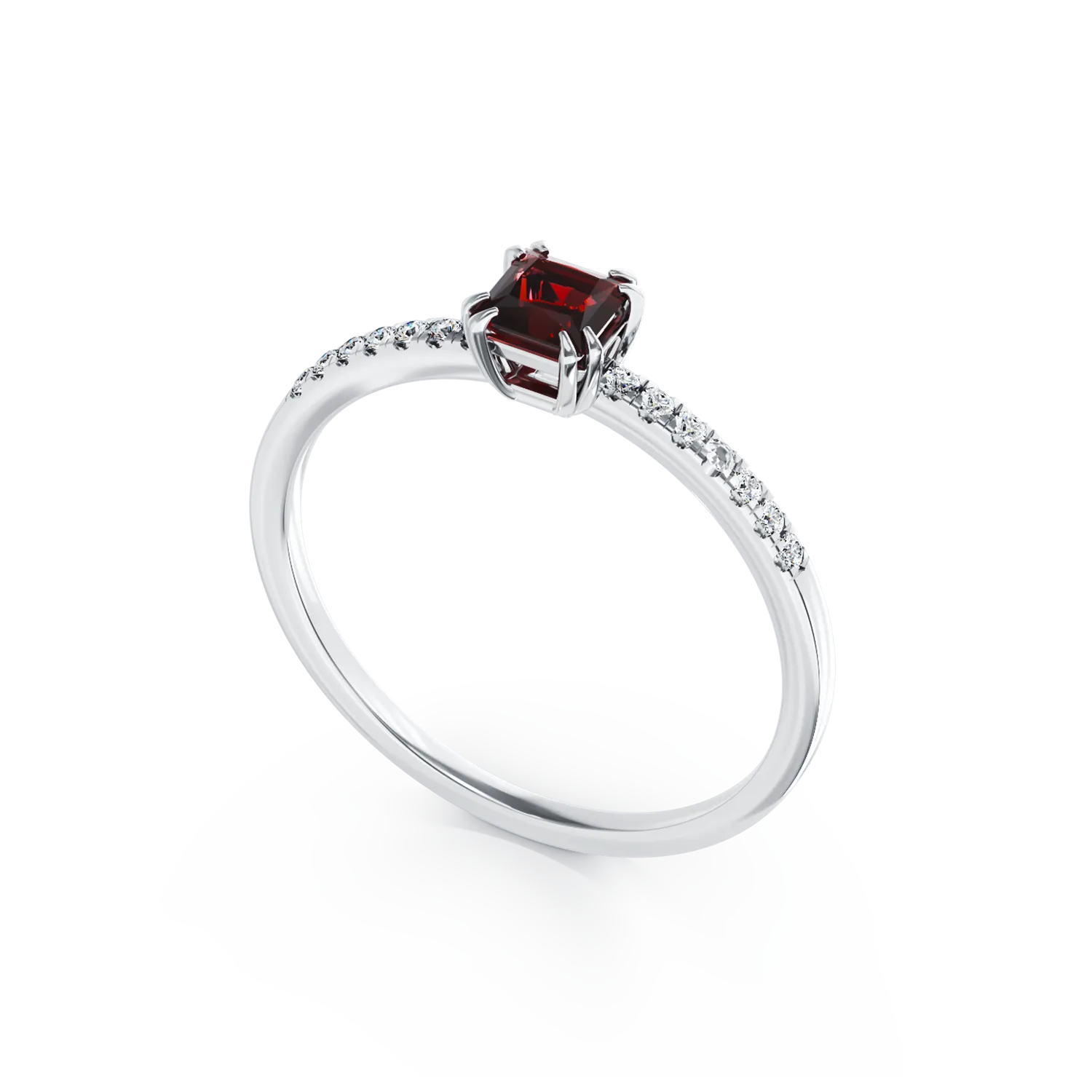 18 karátos fehérarany eljegyzési gyűrű 0.39 karátos többszínű turmalinnal és 0.06 karátos gyémántokkal