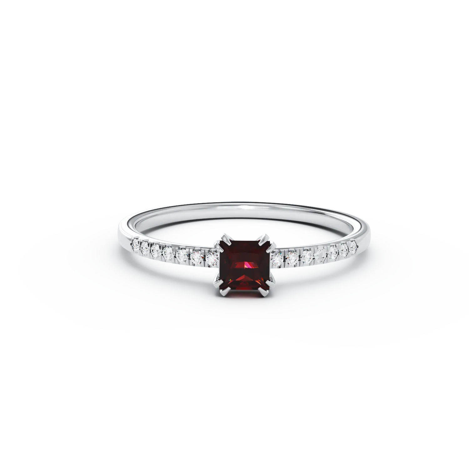 Годежен пръстен от бяло злато 18K с многоцветен турмалин 0.39ct и диаманти 0.06ct
