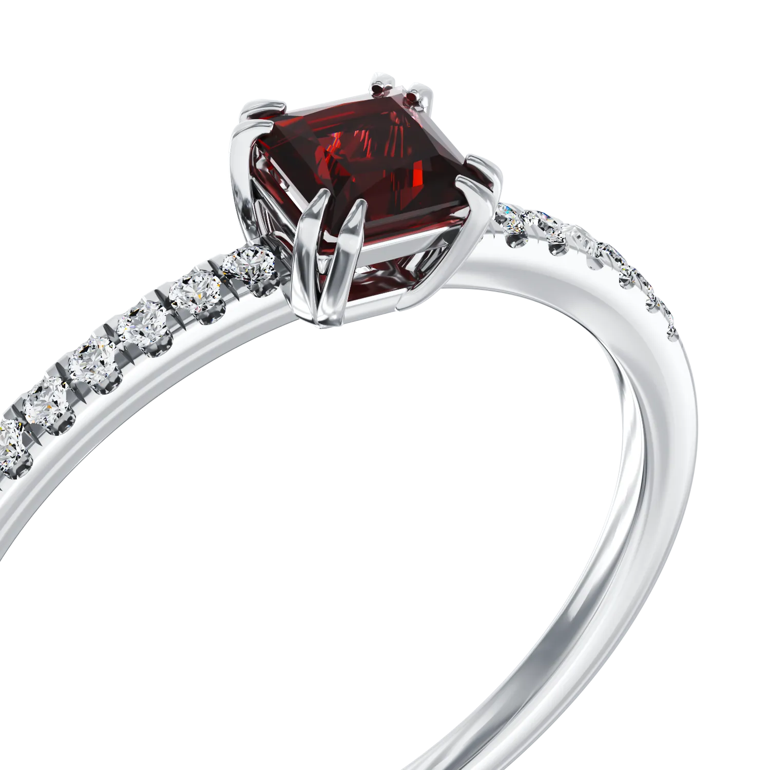 Годежен пръстен от бяло злато 18K с многоцветен турмалин 0.39ct и диаманти 0.06ct