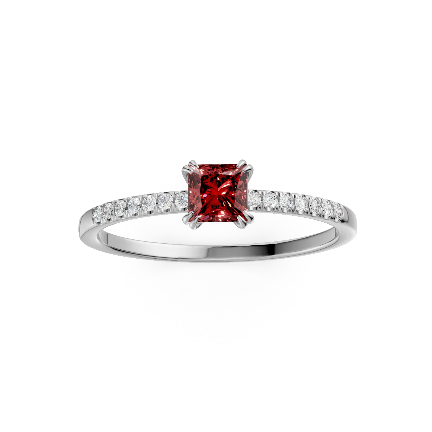 Inel de logodna din aur alb de 18K cu turmalina multicolor de 0.39ct si diamante de 0.06ct