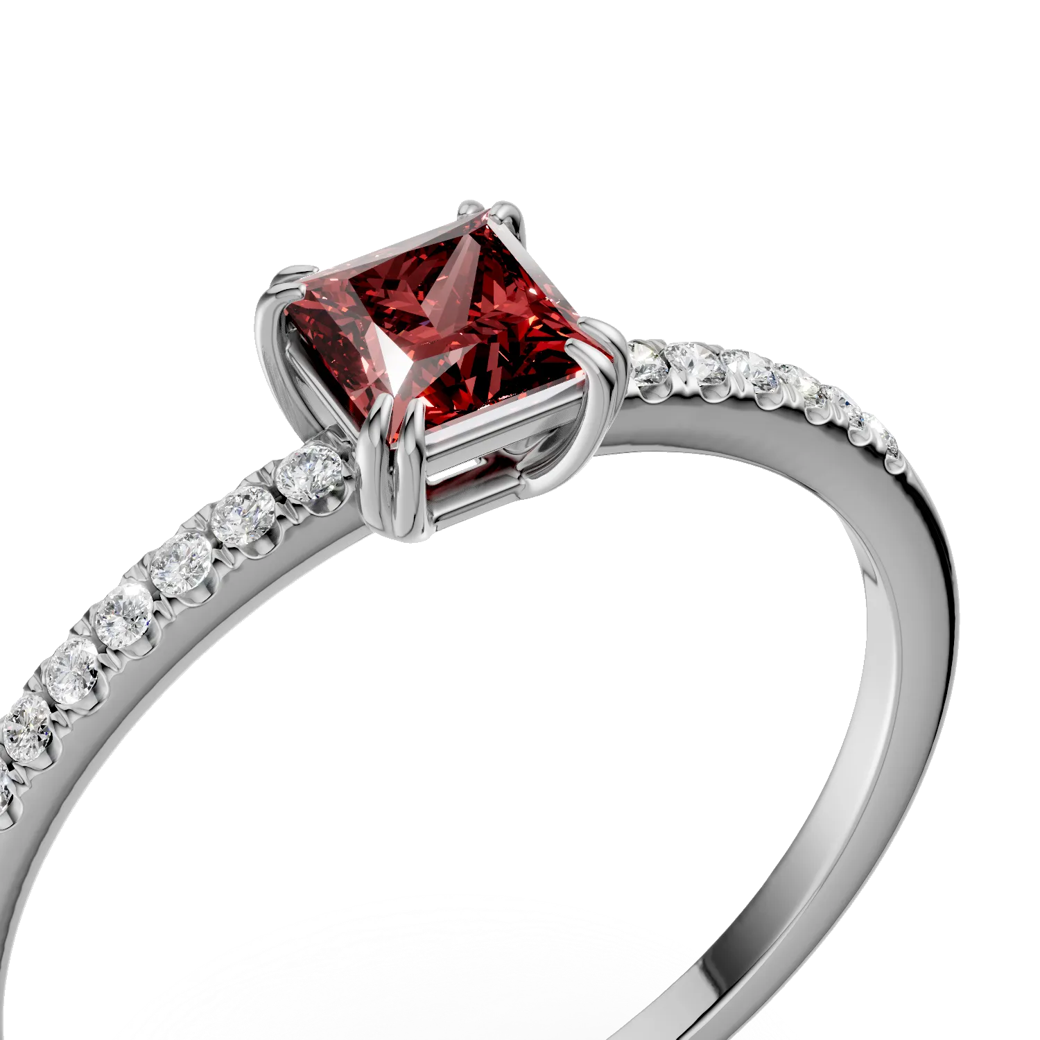 Inel de logodna din aur alb de 18K cu turmalina multicolor de 0.39ct si diamante de 0.06ct
