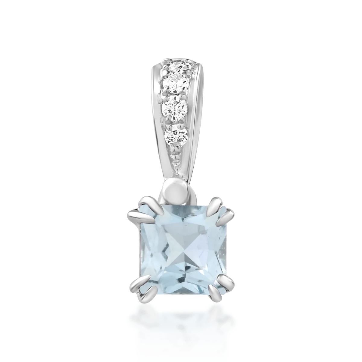 18K white gold pendant with aquamarine of 0.28ct and diamonds of 0.04ct