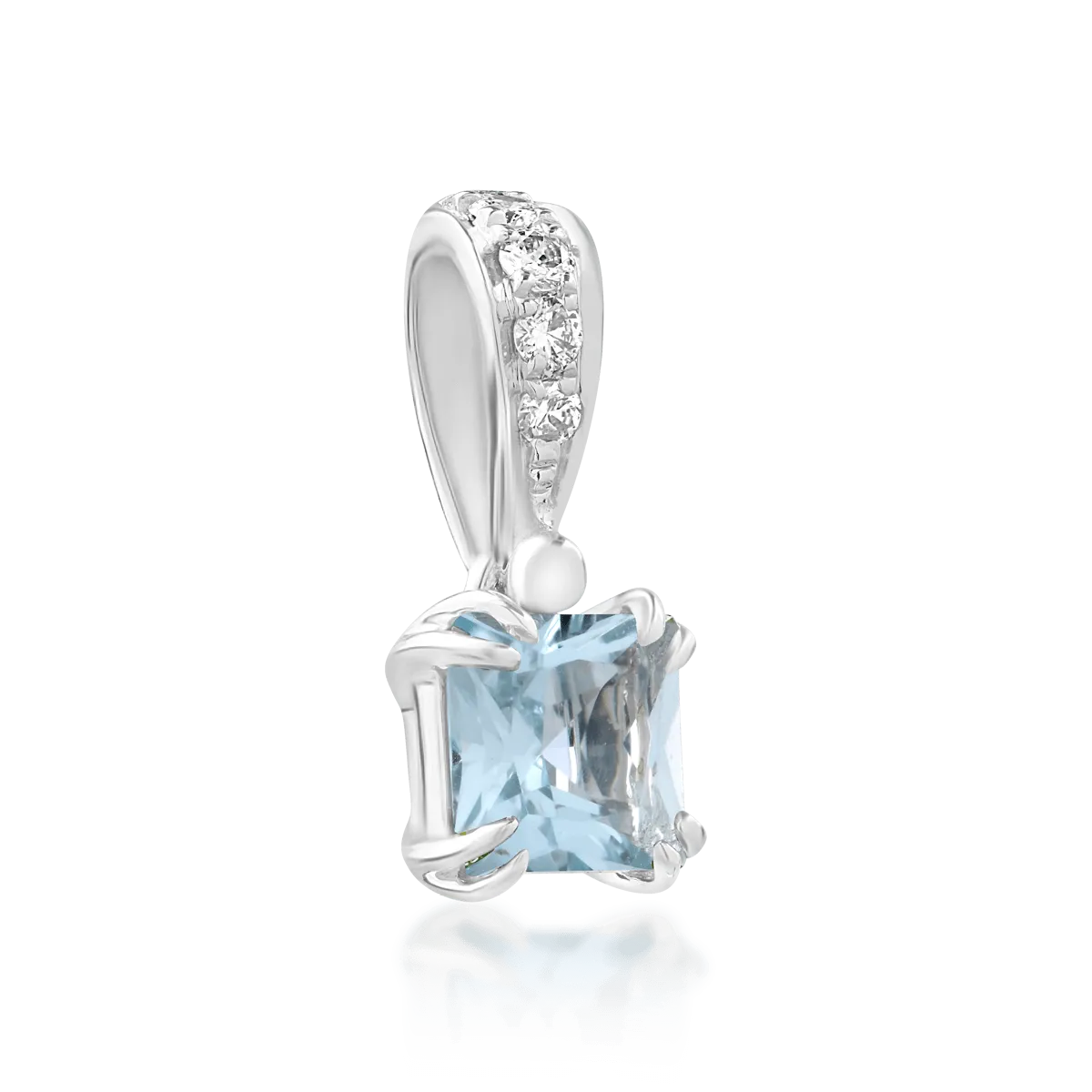 18k fehér arany medál 0.28ct Aquamarine és gyémánt 0,04ct