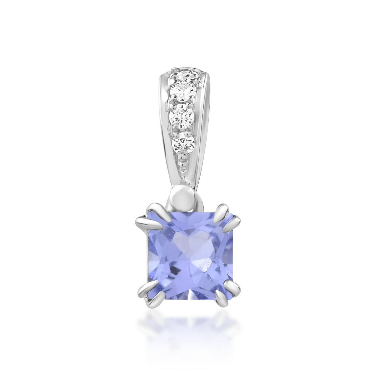18K white gold pendant with tanzanite of 0.39ct and diamonds of 0.04ct
