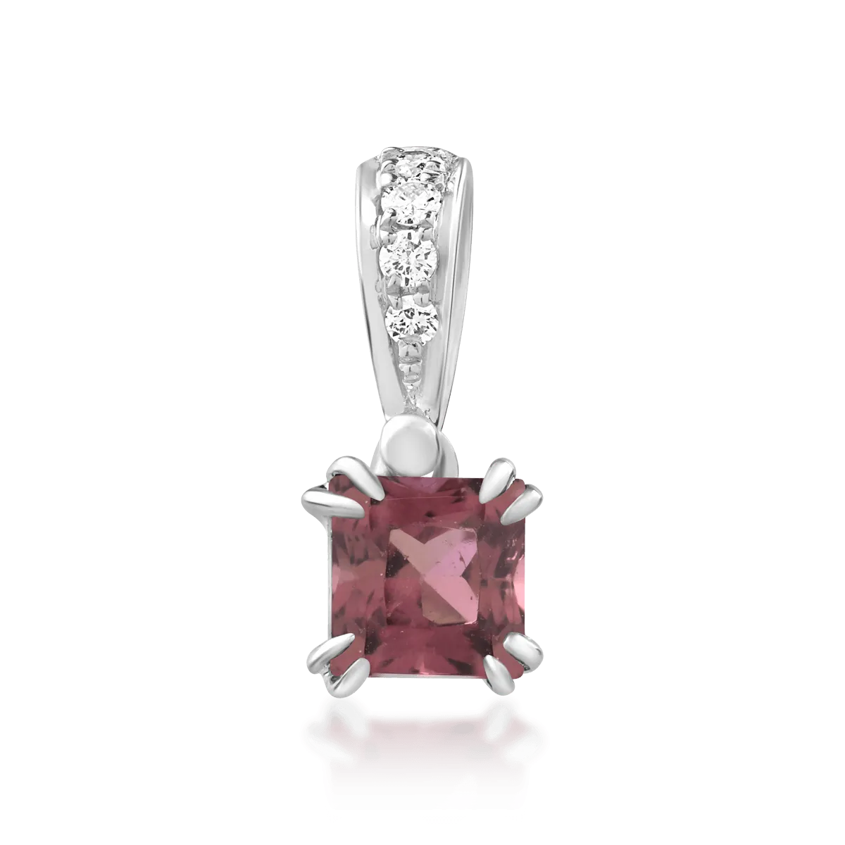 Pandantiv din aur alb cu turmalina multicolora princess de 0.39ct si diamante de 0.04ct