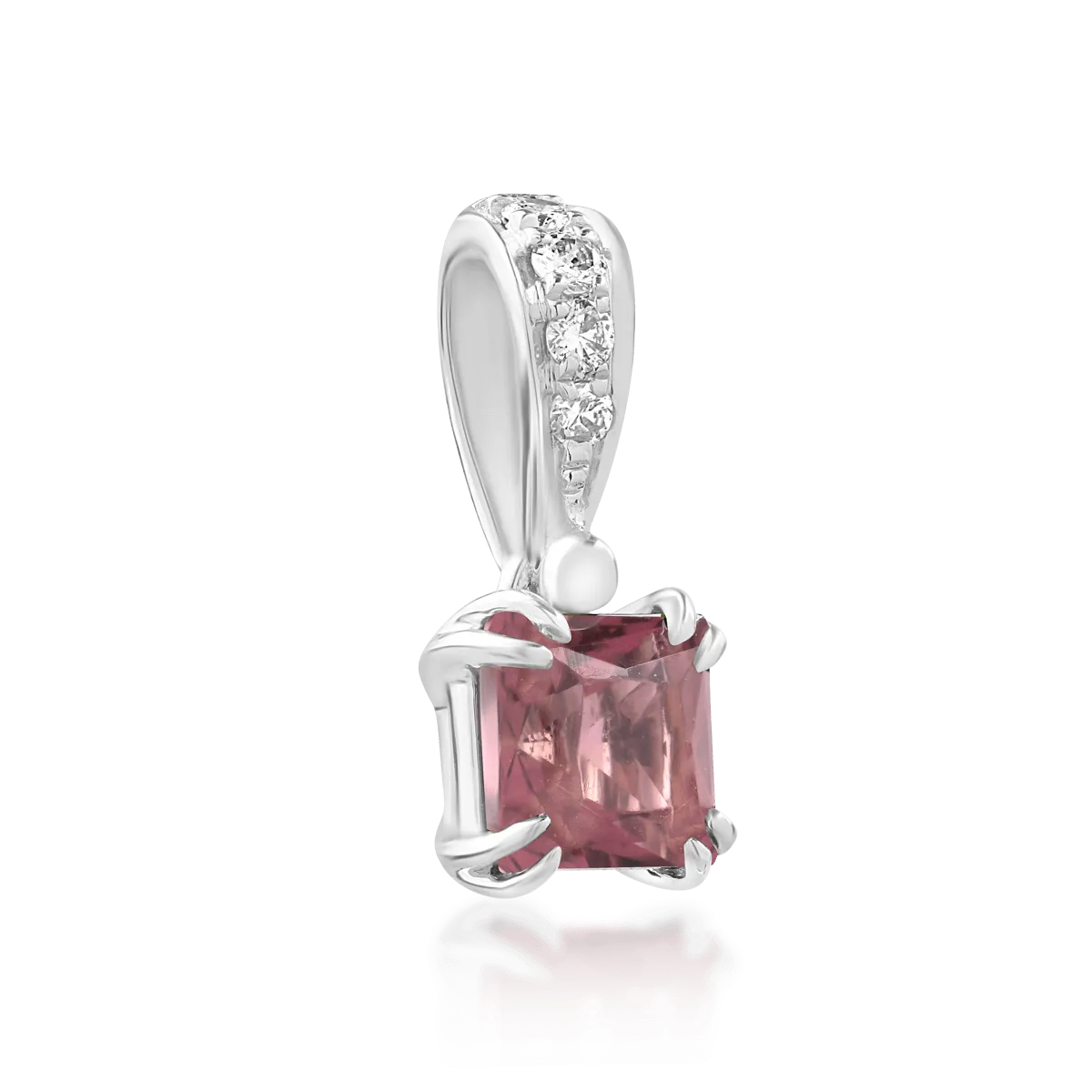 Pandantiv din aur alb cu turmalina multicolora princess de 0.39ct si diamante de 0.04ct