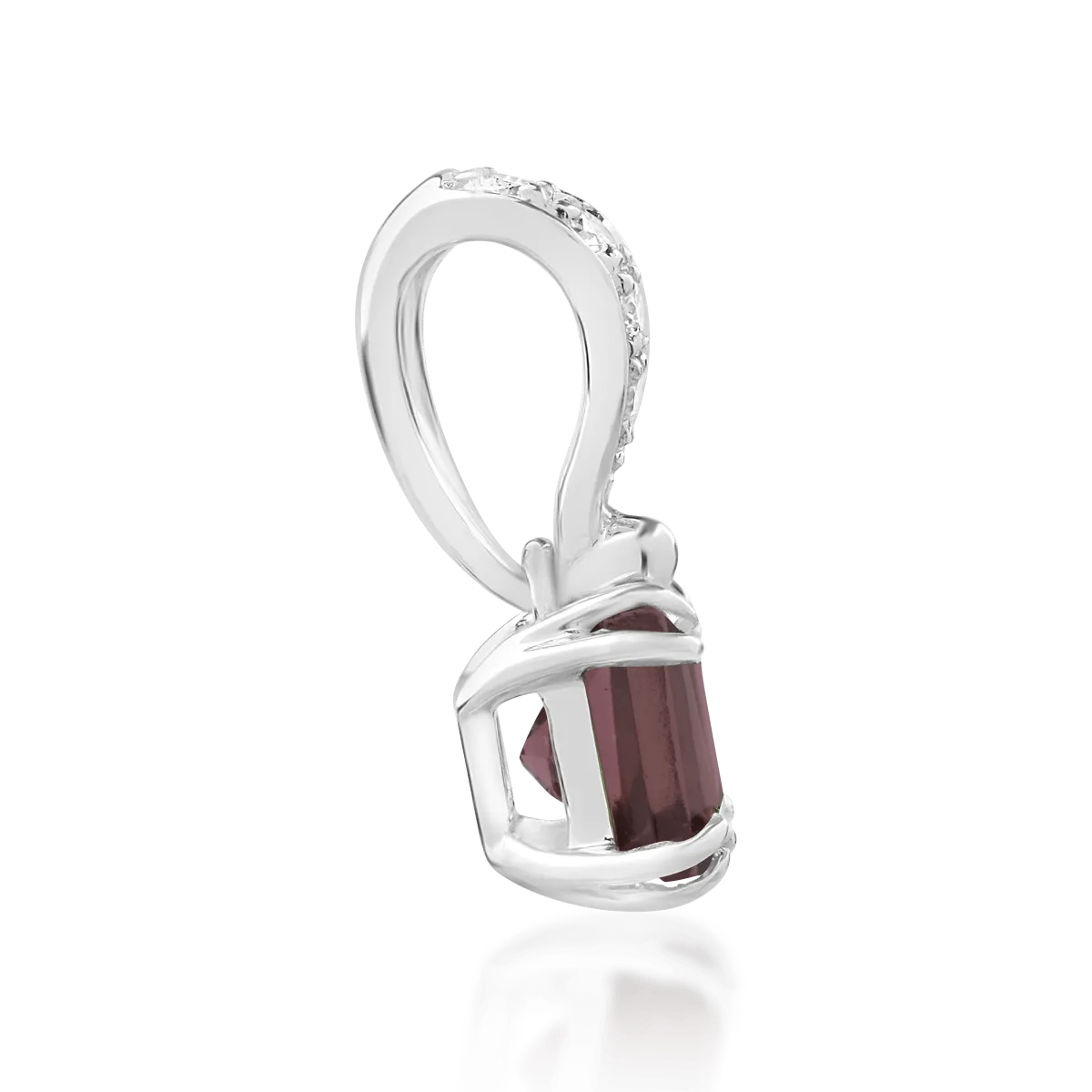 Pandantiv din aur alb cu turmalina multicolora princess de 0.39ct si diamante de 0.04ct