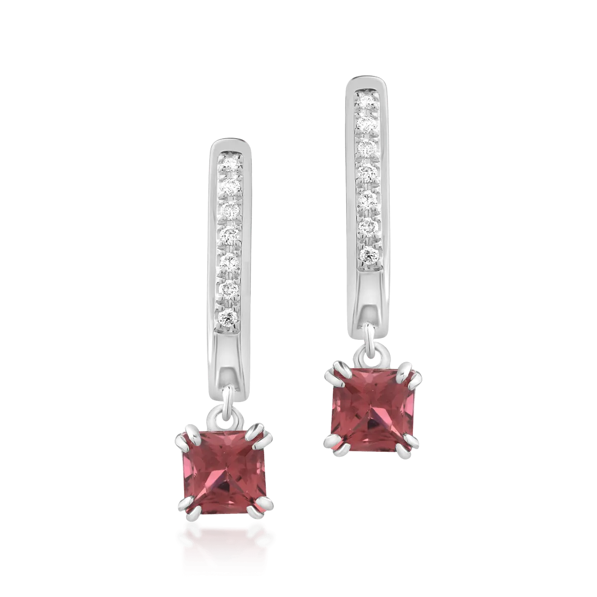 18K white gold earrings with coloured tourmalines of 0.79ct and diamonds of 0.06ct