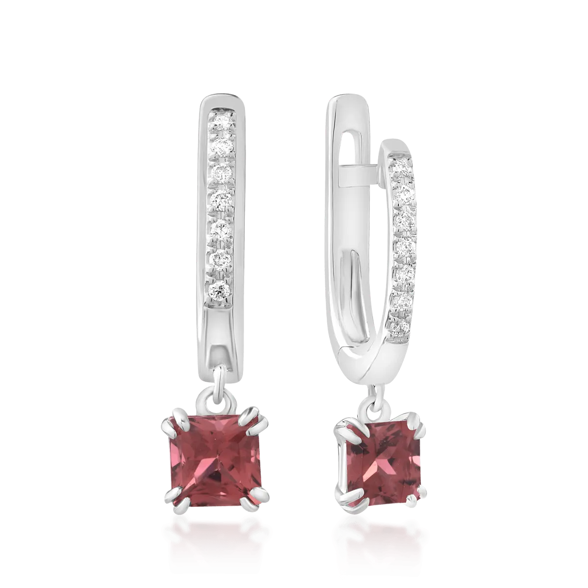 18K white gold earrings with coloured tourmalines of 0.79ct and diamonds of 0.06ct