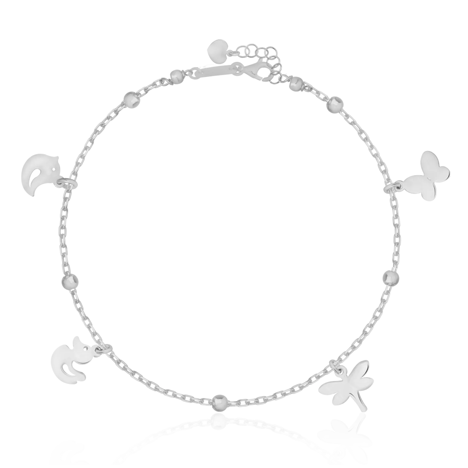 14K white gold bracelet with charms