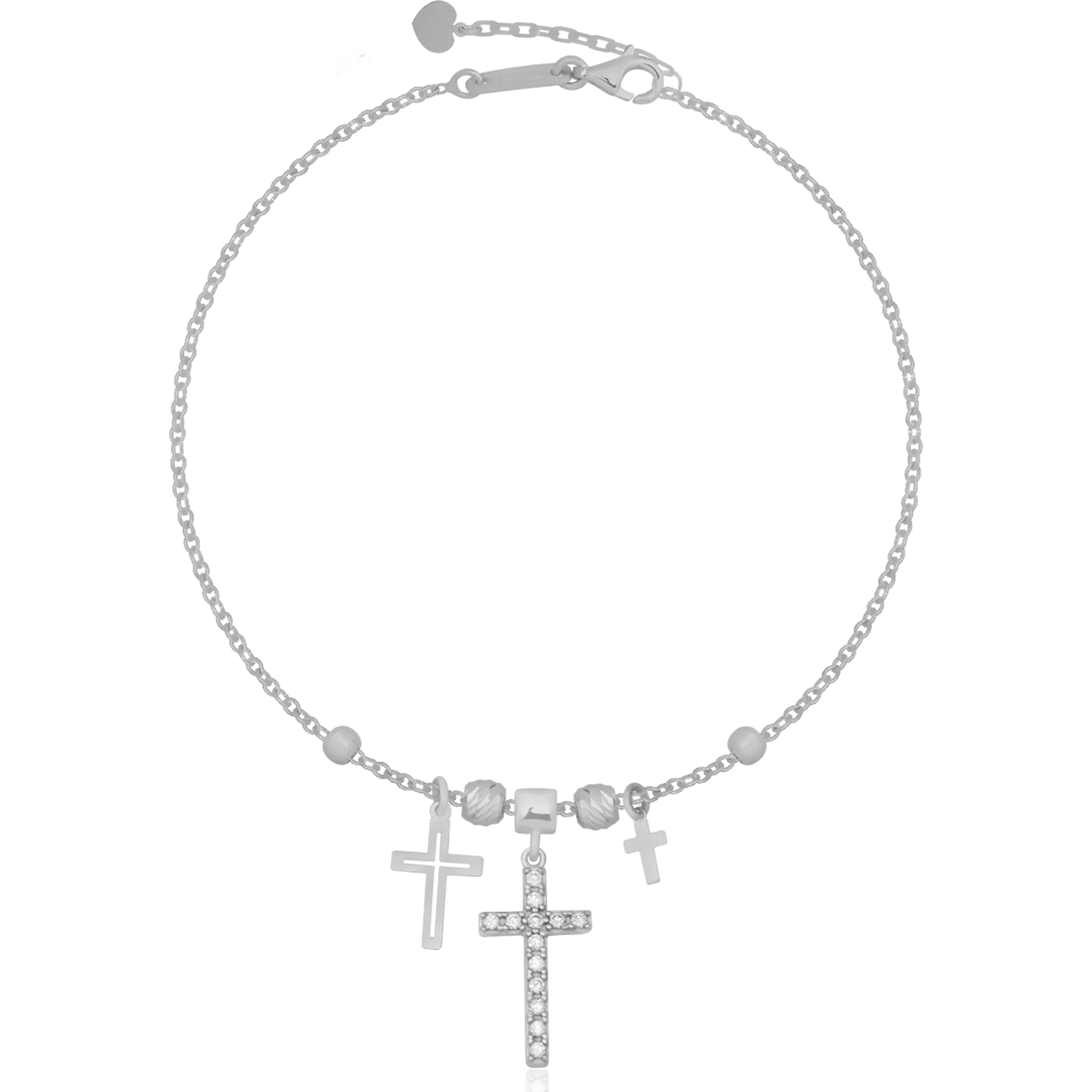Bratara cu cruciulite din aur alb de 14K-121041