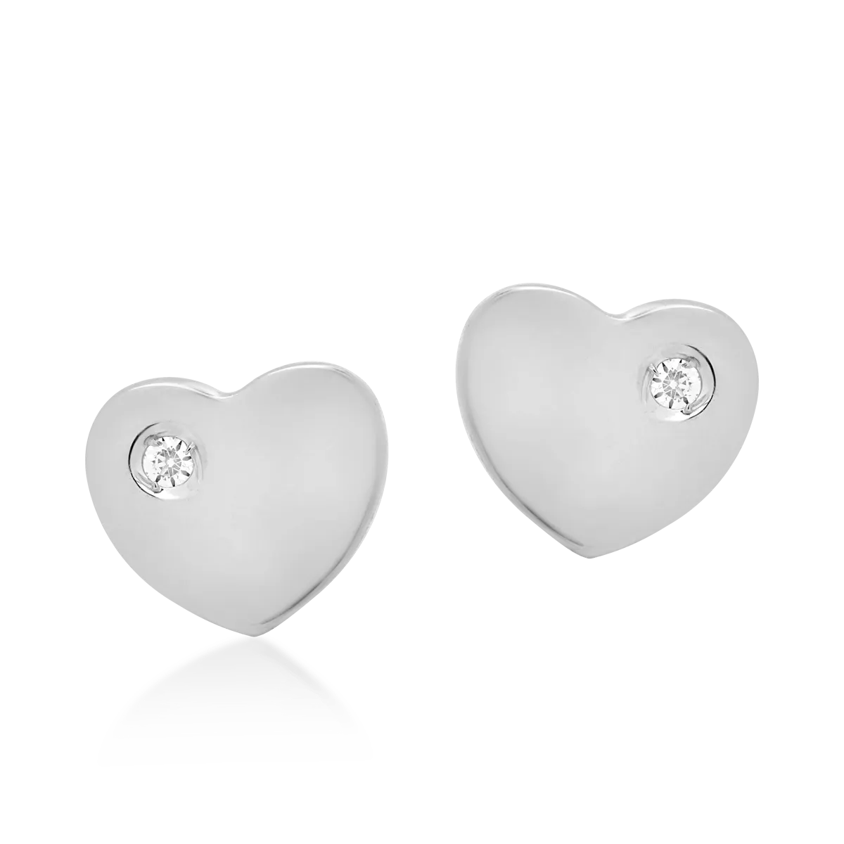 14K white gold hearts children earrings