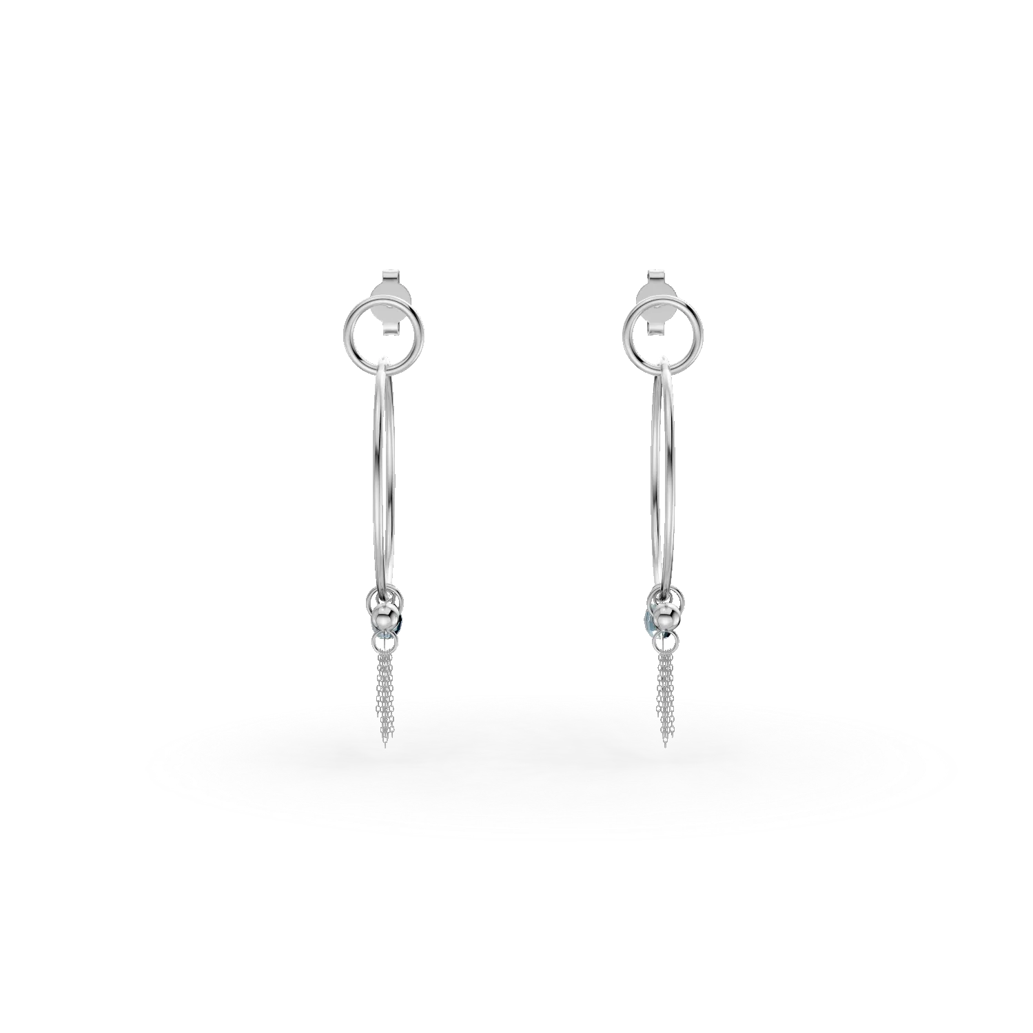 Cercei din aur alb de 14K-103624
