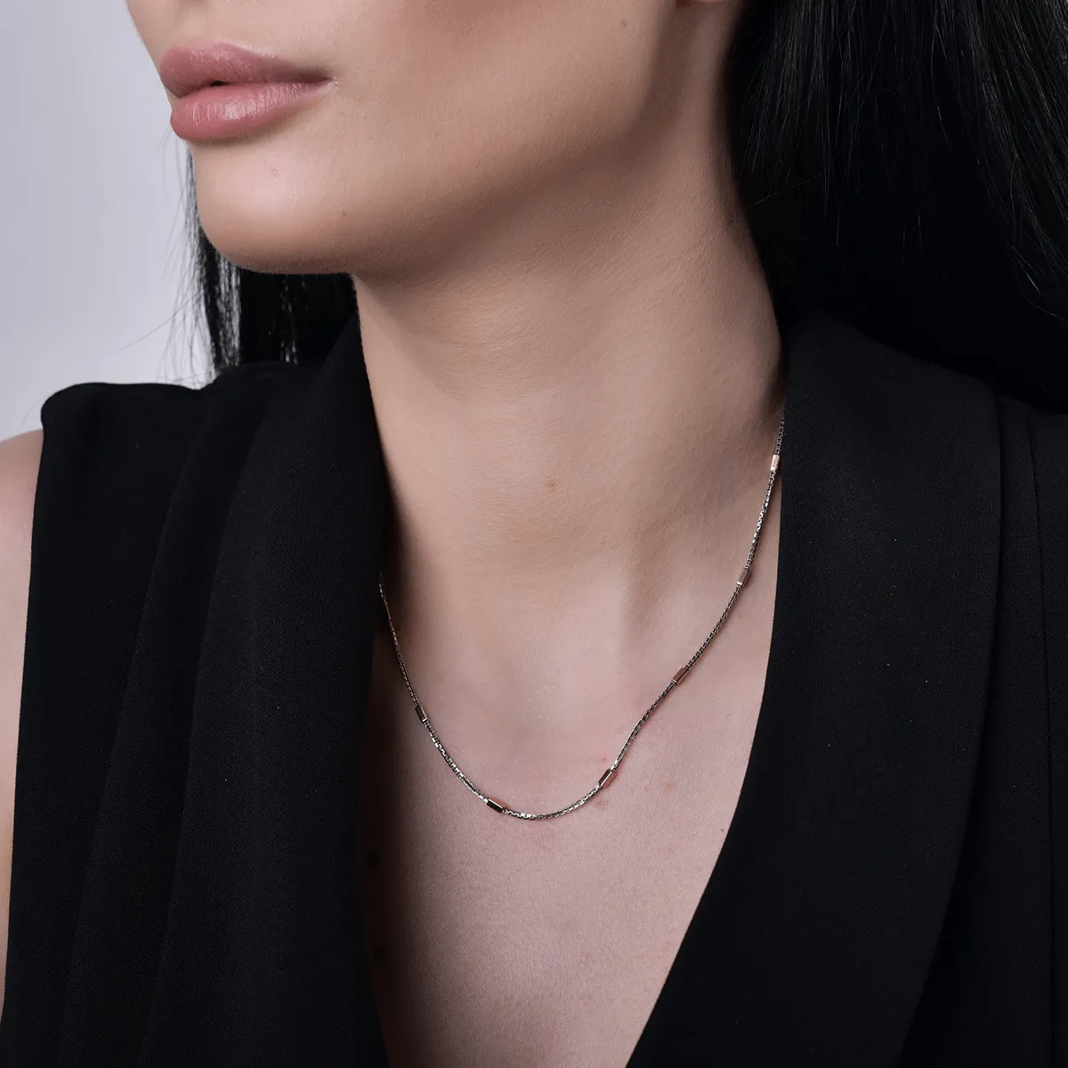 Верижка от бяло-розово злато 14К