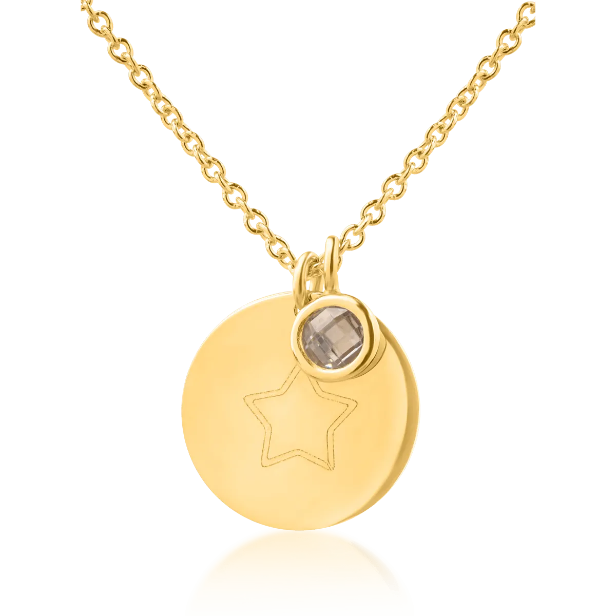 14K yellow gold penny pendant and charm necklace