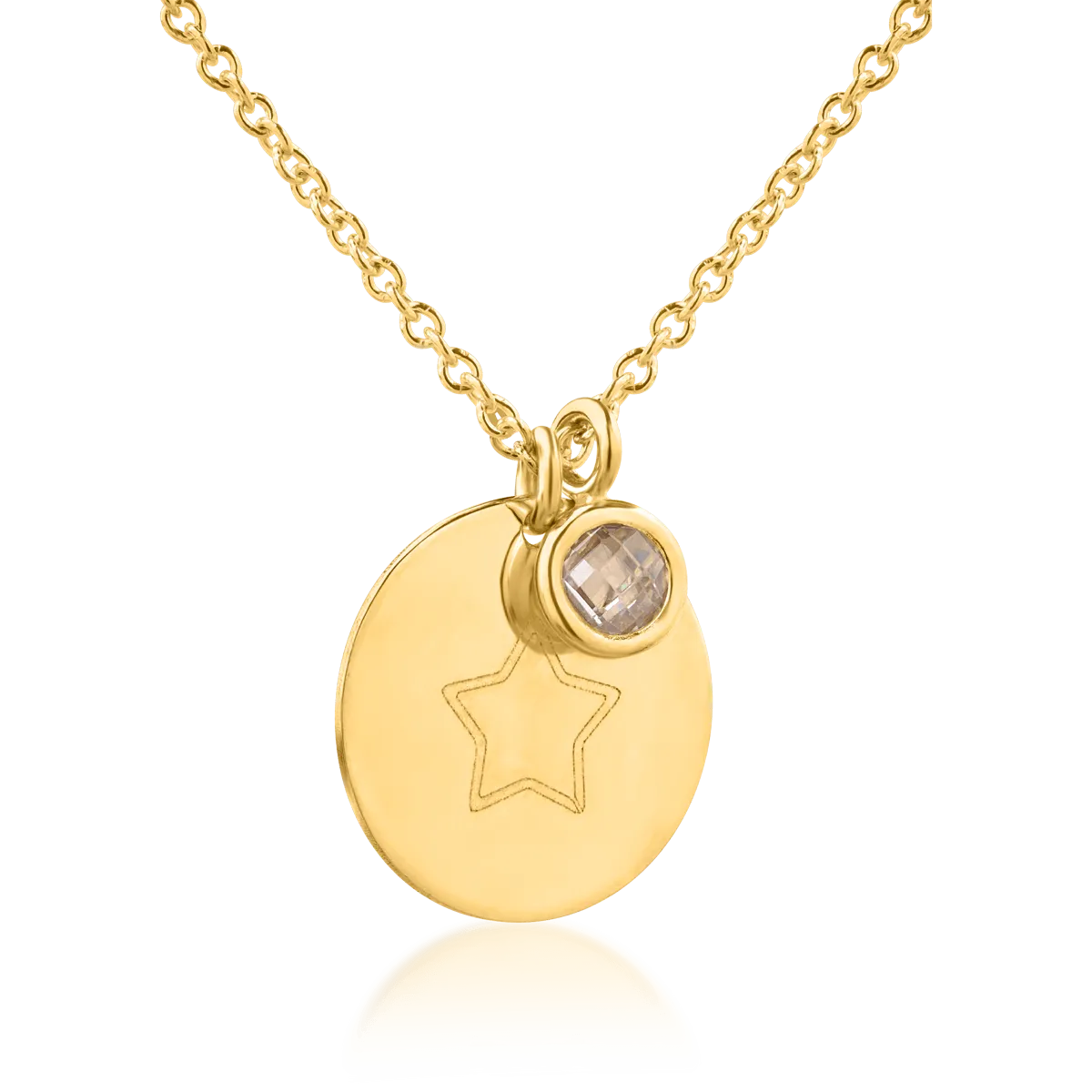 14K yellow gold penny pendant and charm necklace