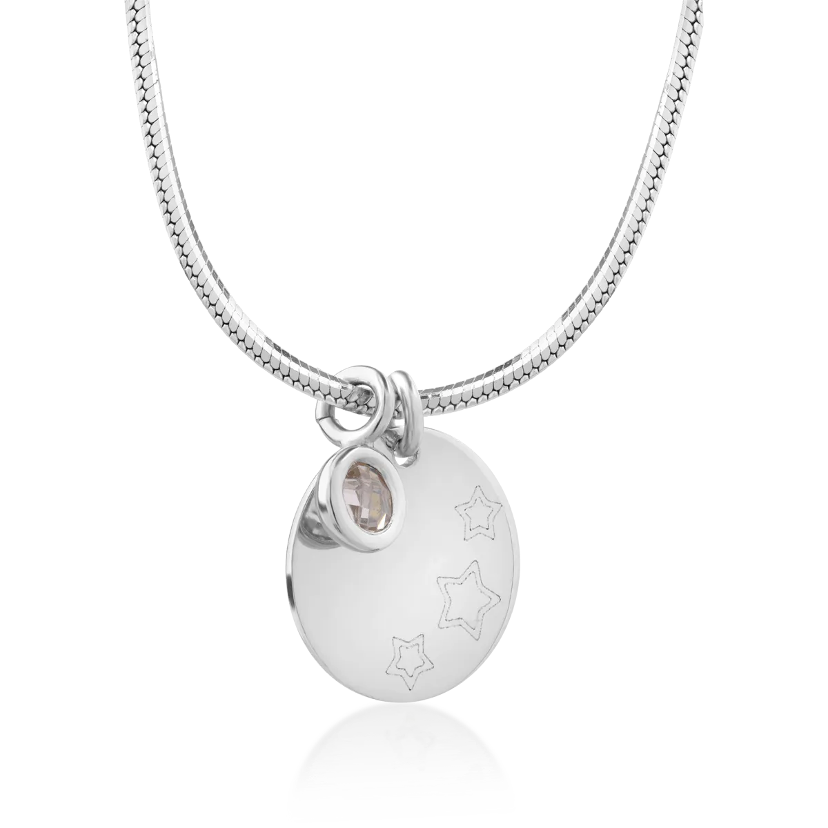 14K white gold coin pendant necklace