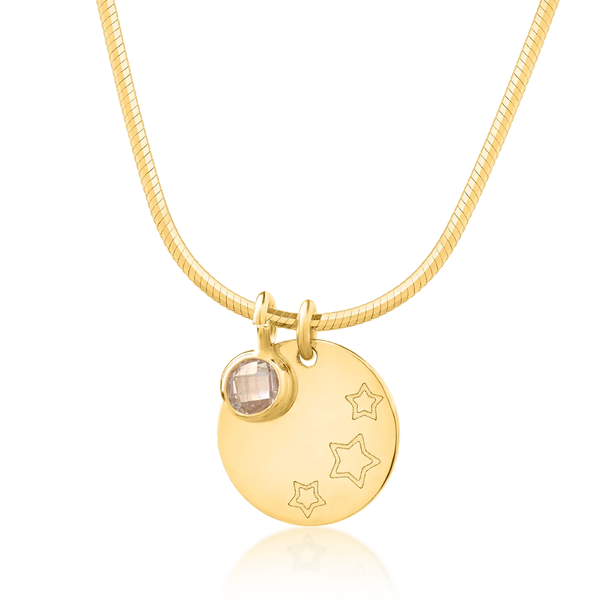 14K yellow gold penny pendant and charm necklace