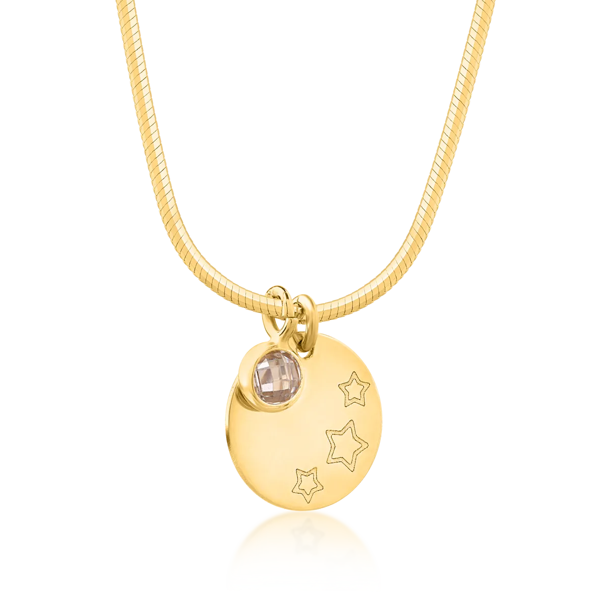 14K yellow gold penny pendant and charm necklace