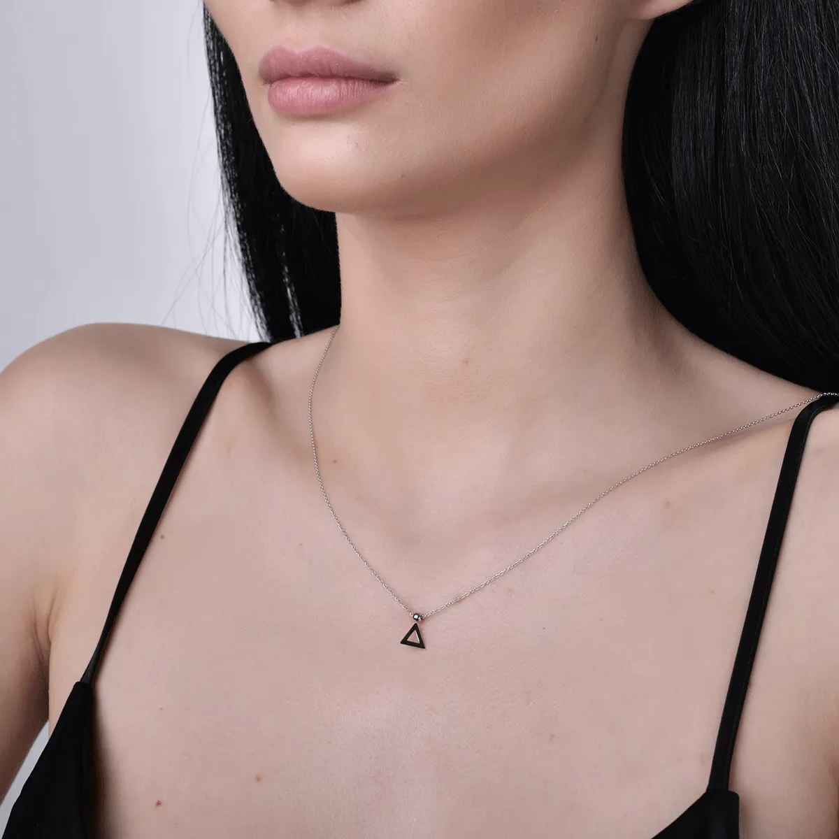 14K white gold geometric pendant necklace