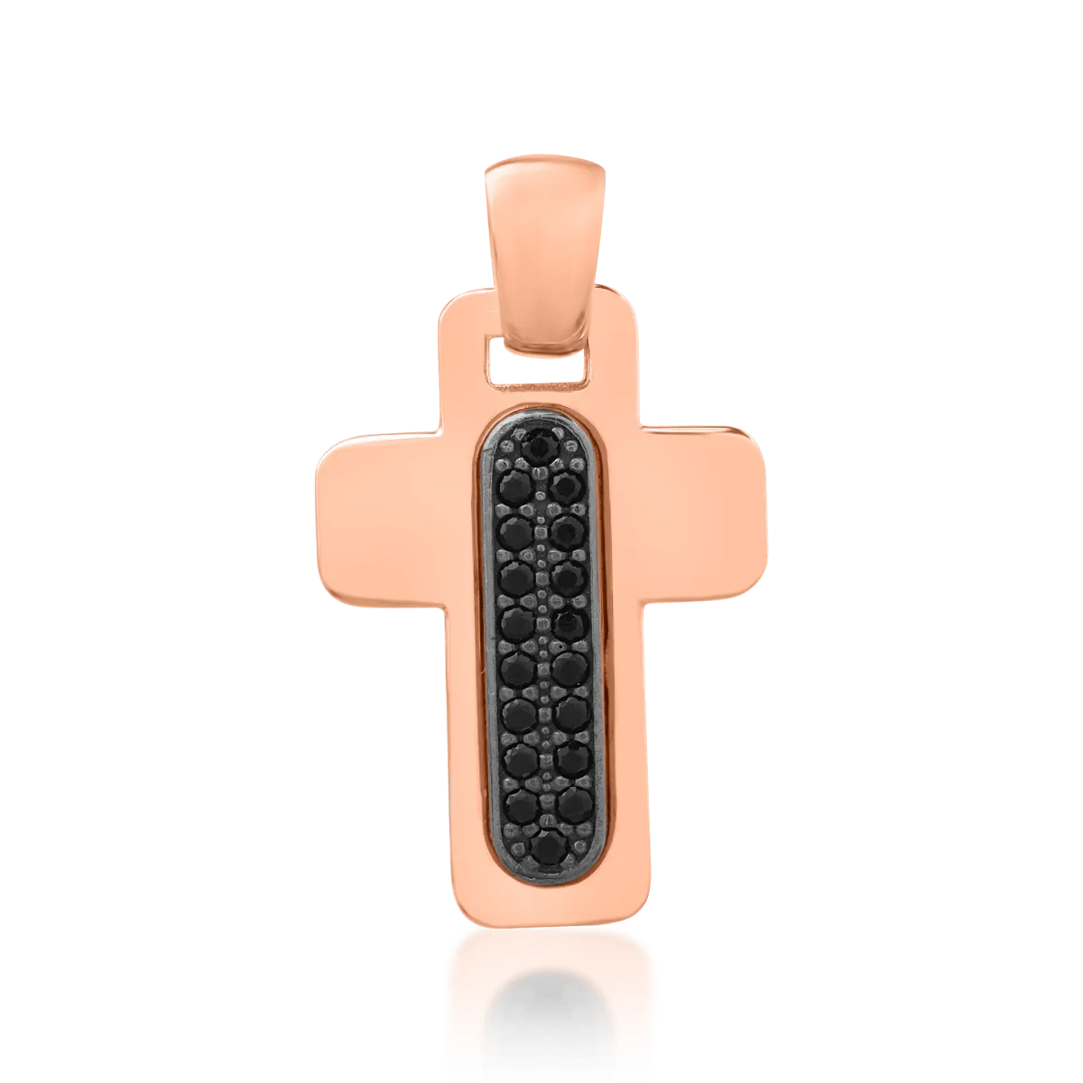 Pandantiv cruce din aur roz