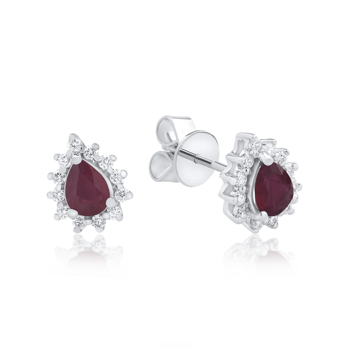 Teilor Cercei din aur alb cu rubine pear de 0.512ct si diamante de 0.162ct