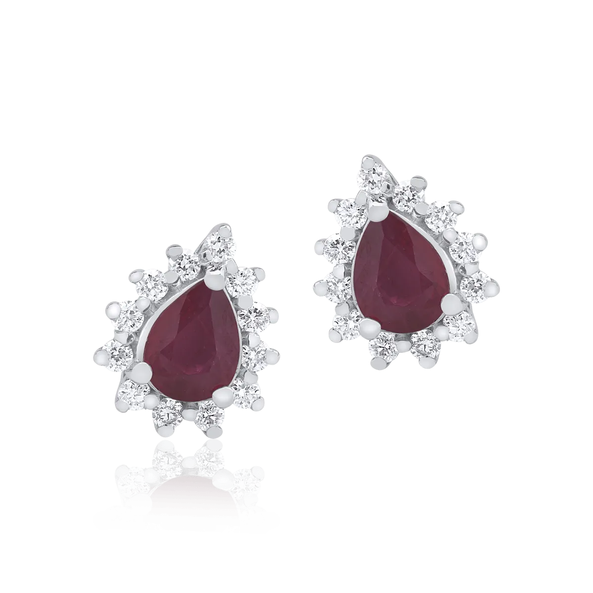 18K white gold earrings with rubies of 0.512ct and diamonds of 0.162ct