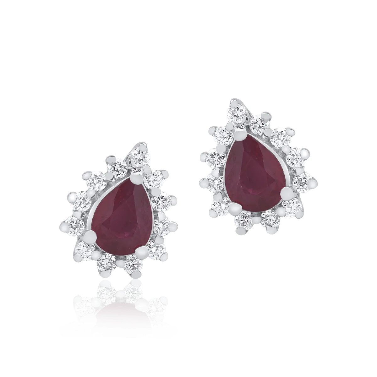 Cercei din aur alb de 18K cu rubine de 0.512ct si diamante de 0.162ct