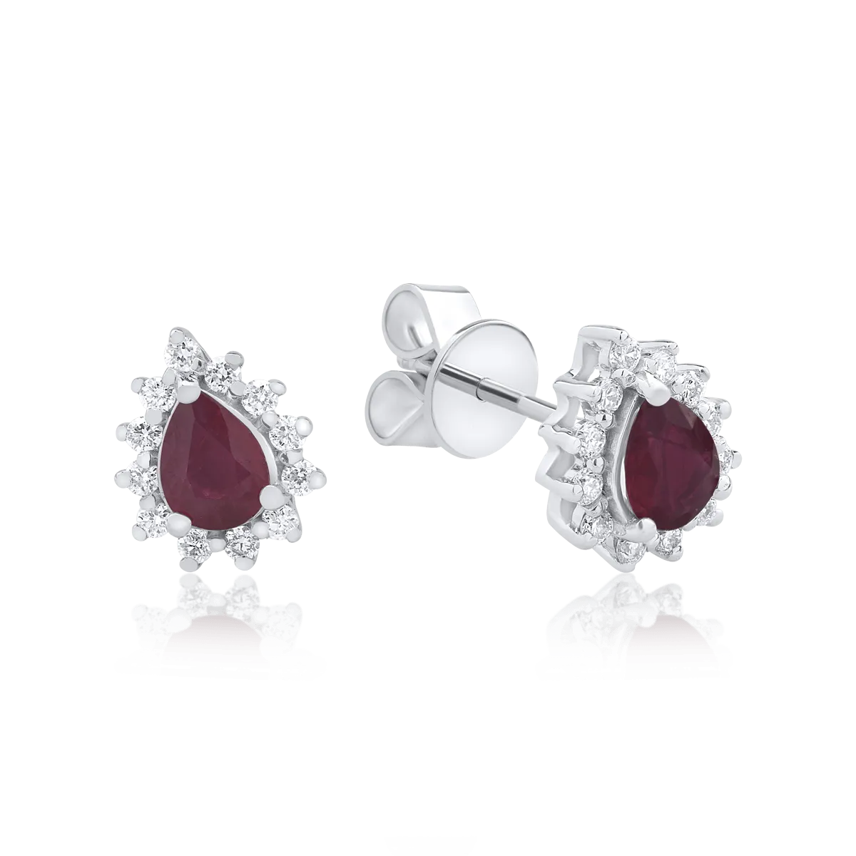 18K white gold earrings with rubies of 0.512ct and diamonds of 0.162ct