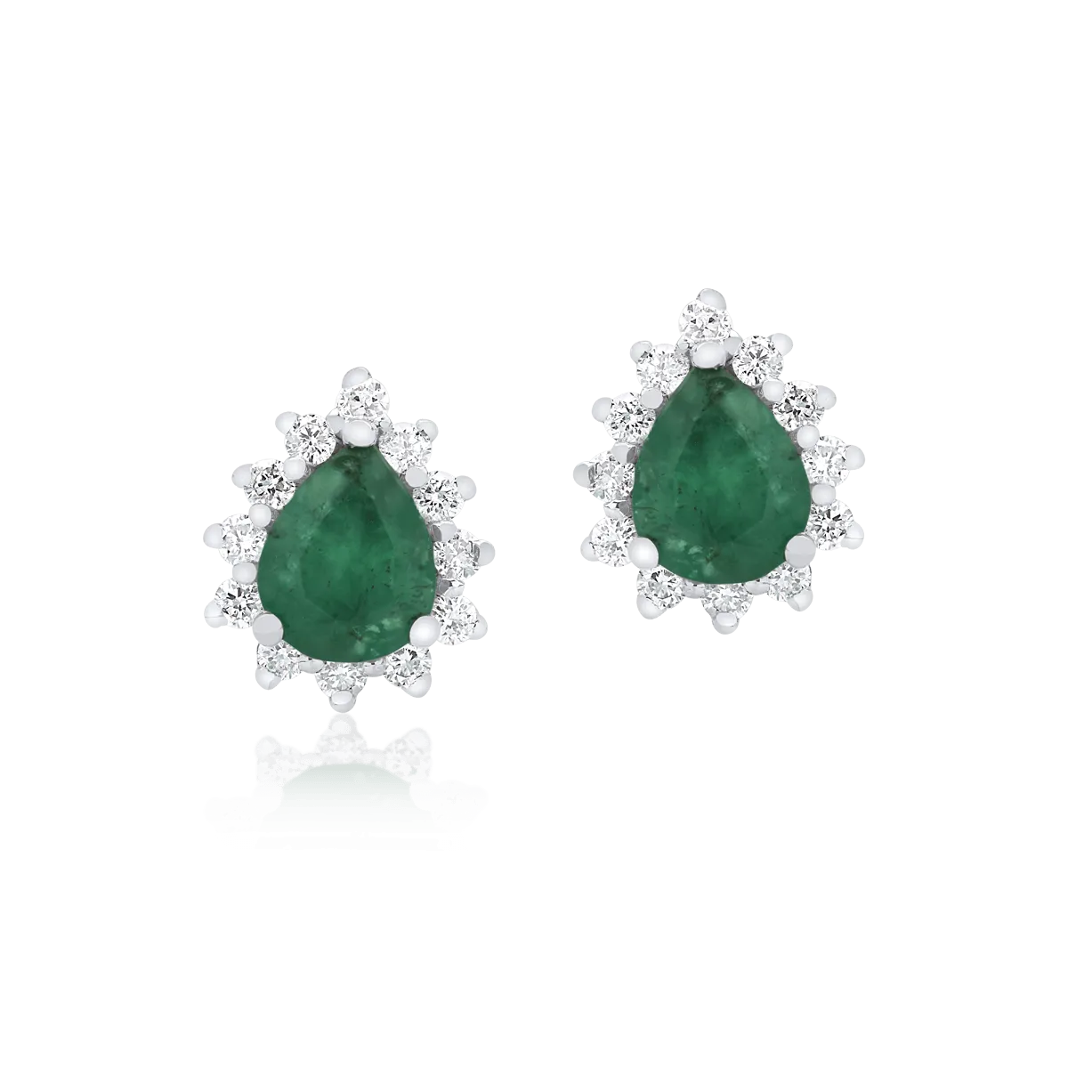 18K white gold earrings with emeralds of 0.545ct and diamonds of 0.17ct-103715