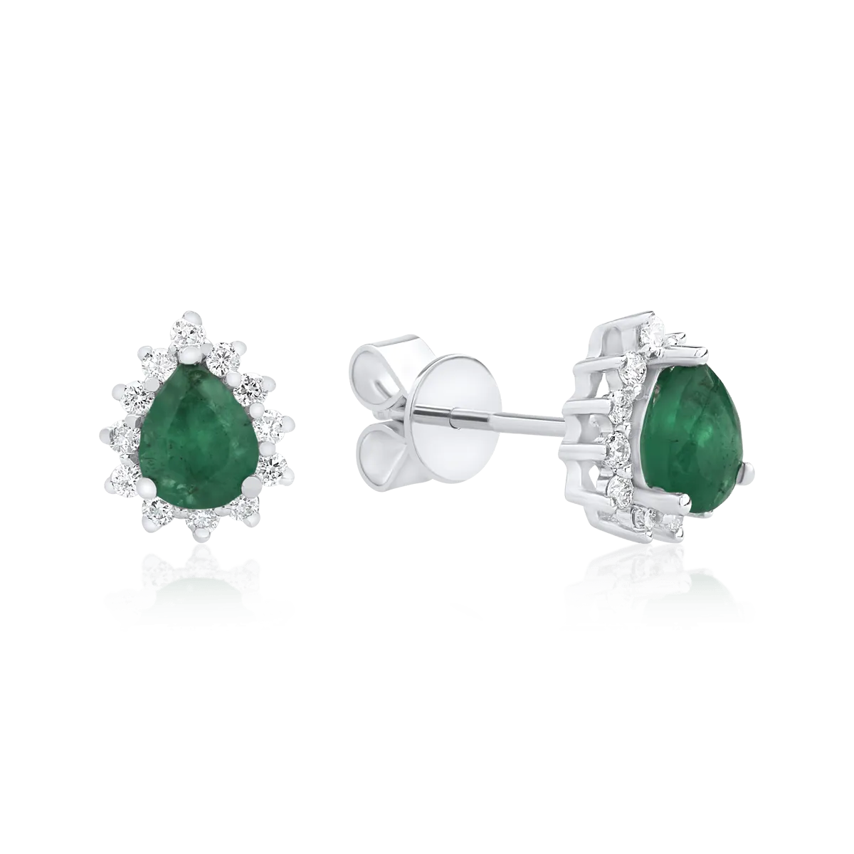 Cercei din aur alb cu smaralde de 0.545ct si diamante de 0.17ct