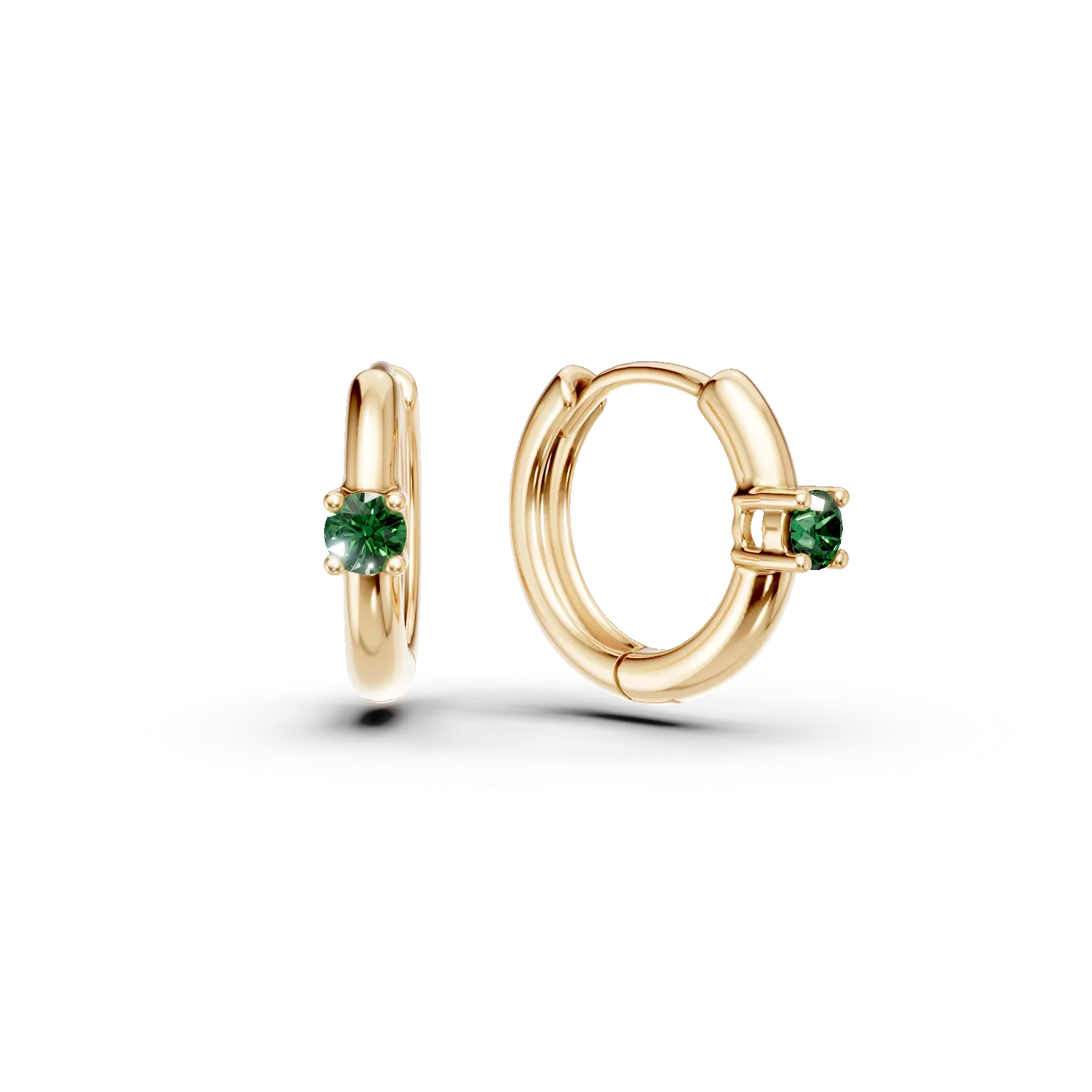 Cercei pentru copii din aur galben cu smaralde de 0.09ct