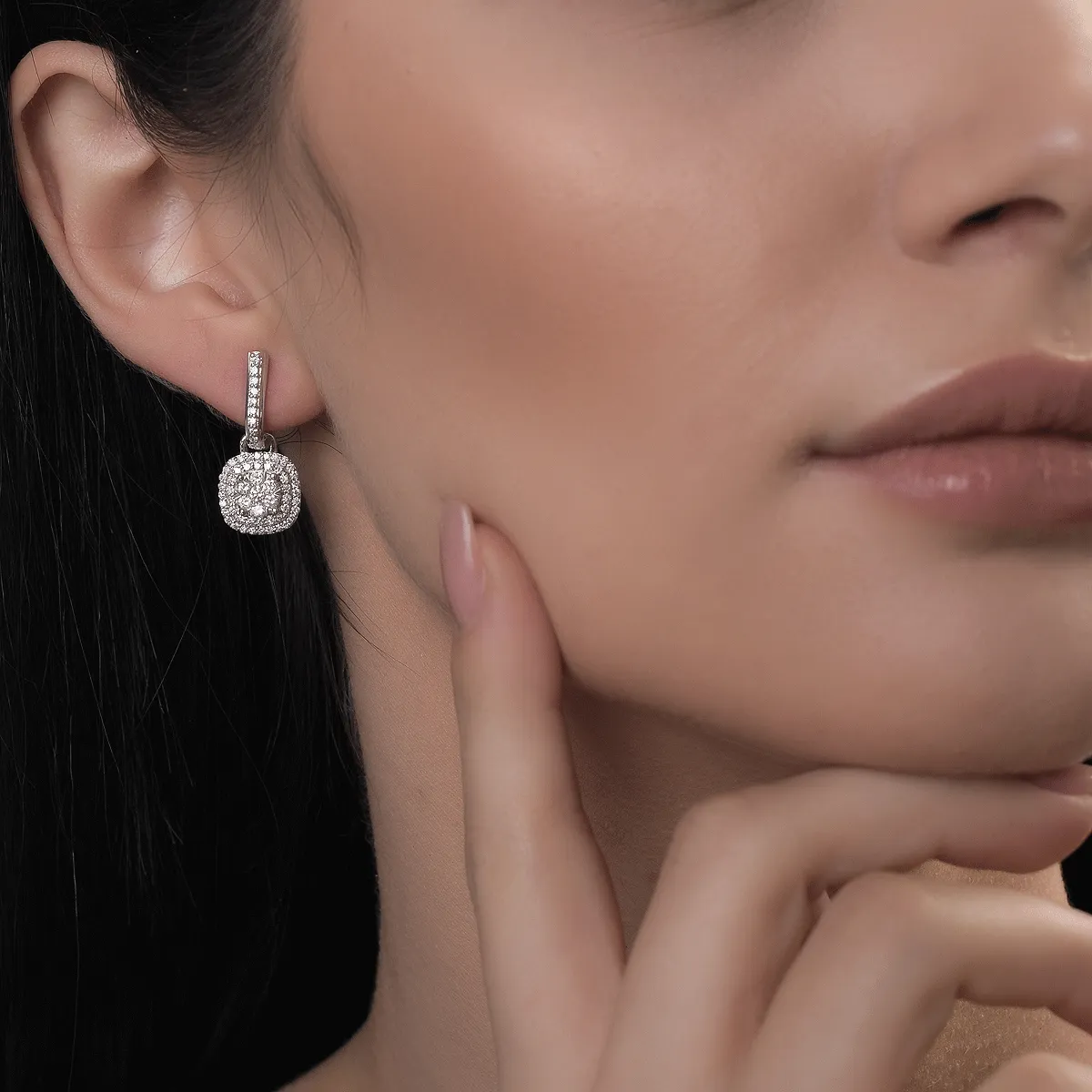 14K white gold earrings with 1ct diamonds