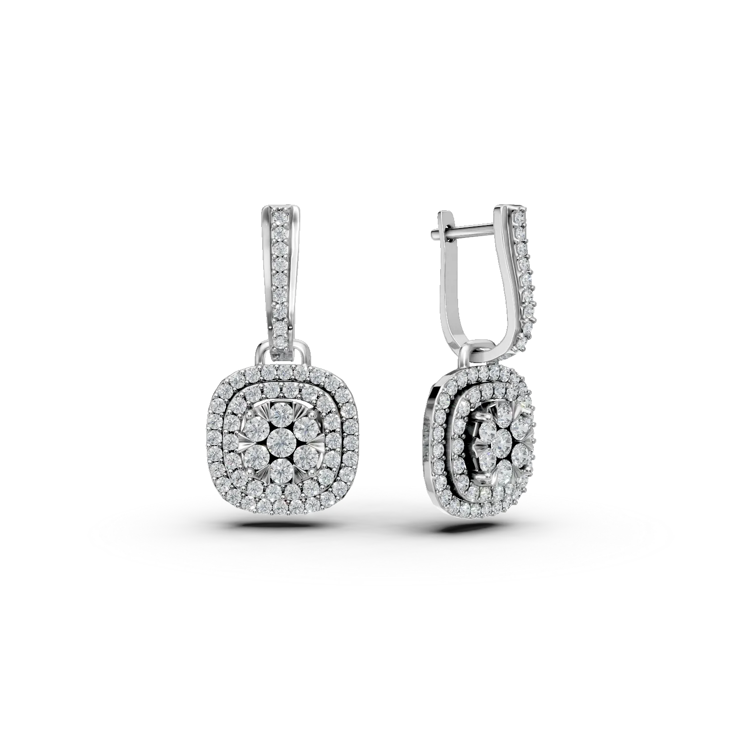Teilor Cercei din aur alb cu diamante de 1ct