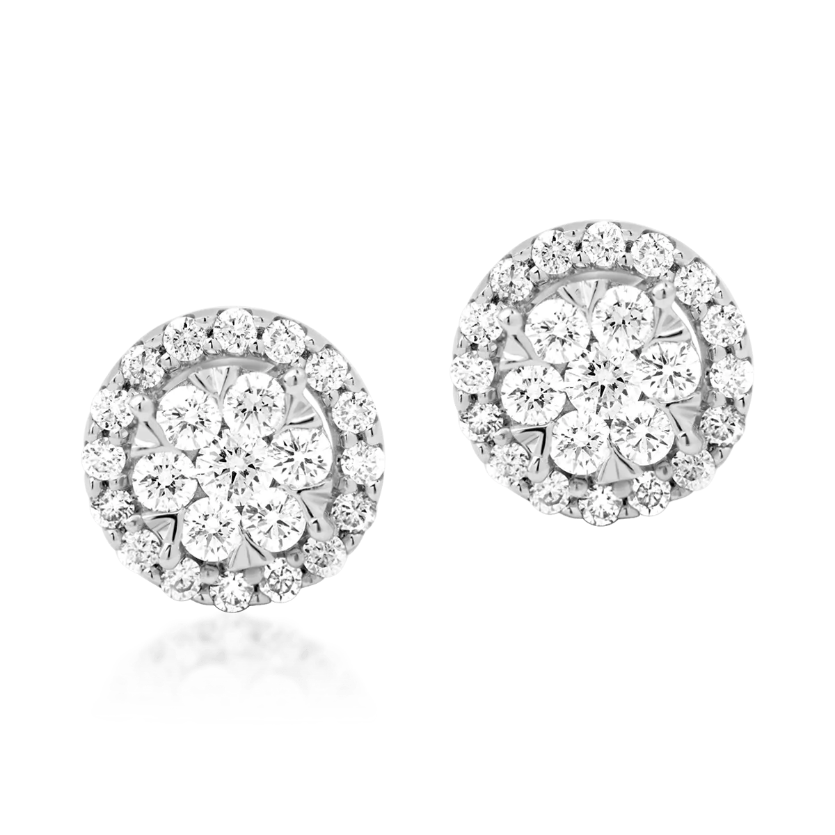 Cercei din aur alb de 18K cu diamante de 0.5ct