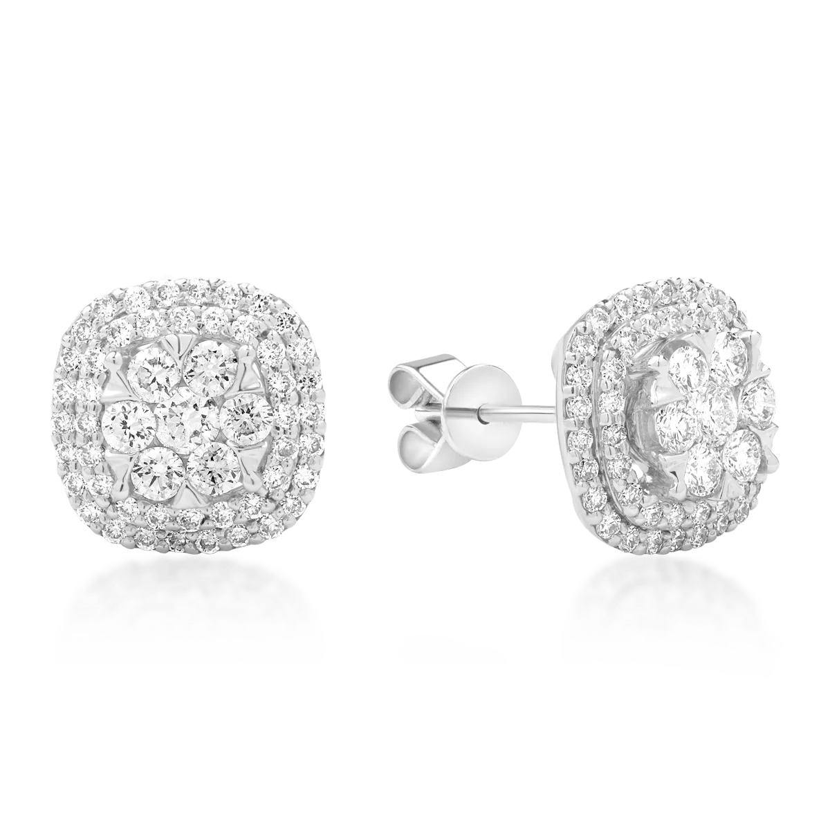 Cercei din aur alb cu diamante de 1ct