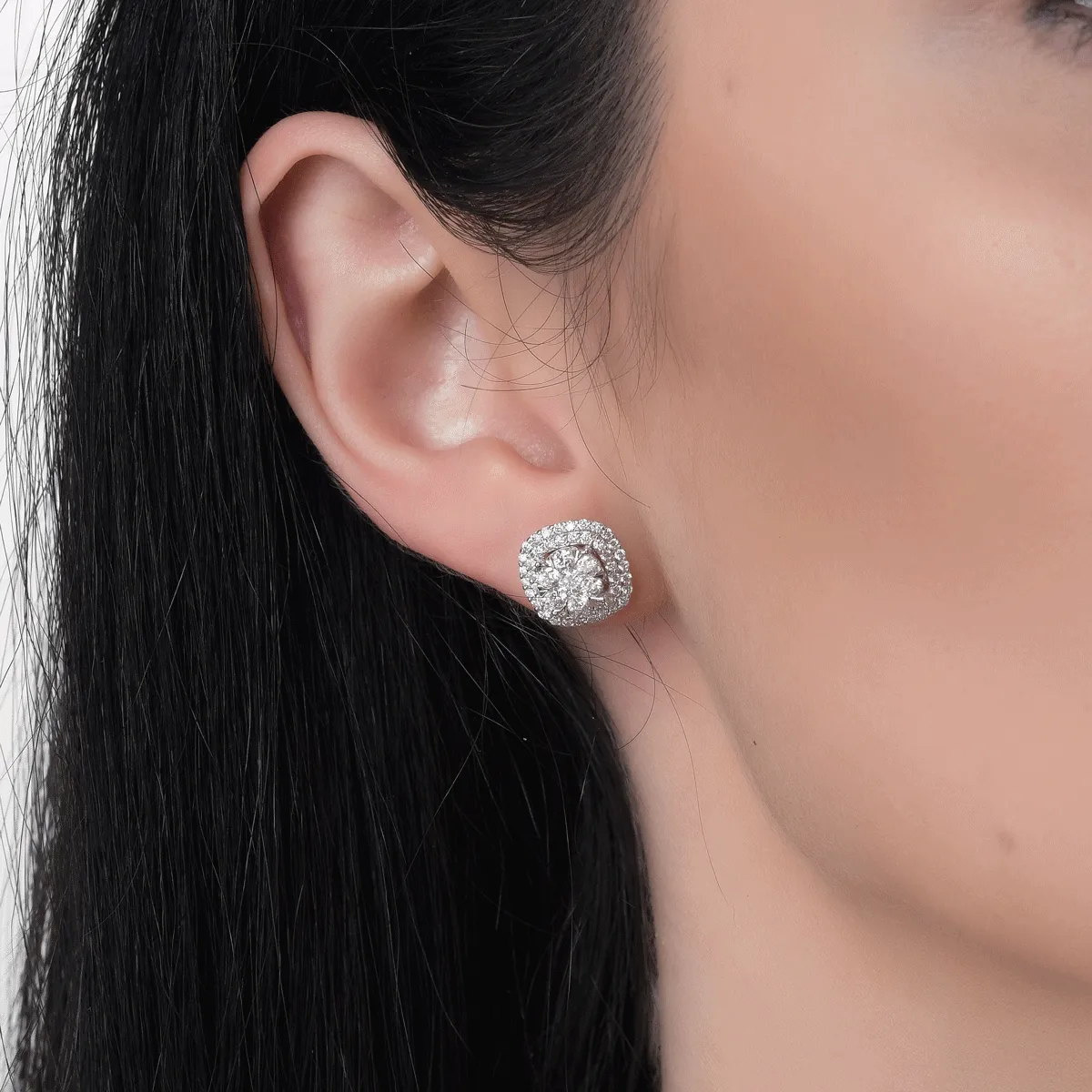 Cercei din aur alb cu diamante de 1ct