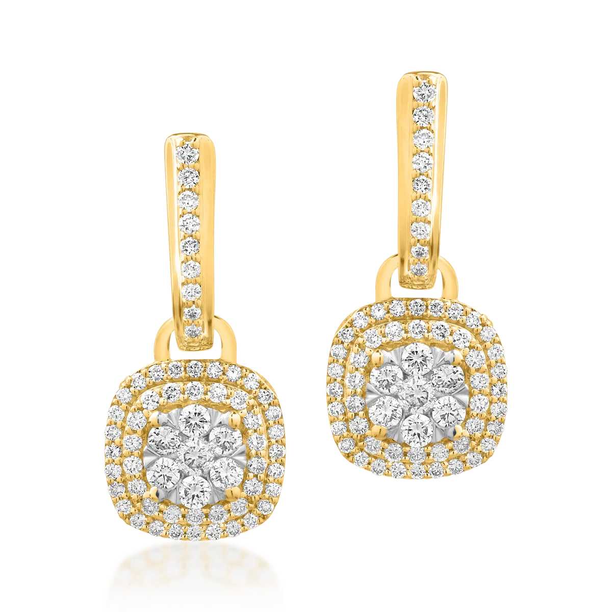 14K yellow gold earrings with diamonds of 1ct